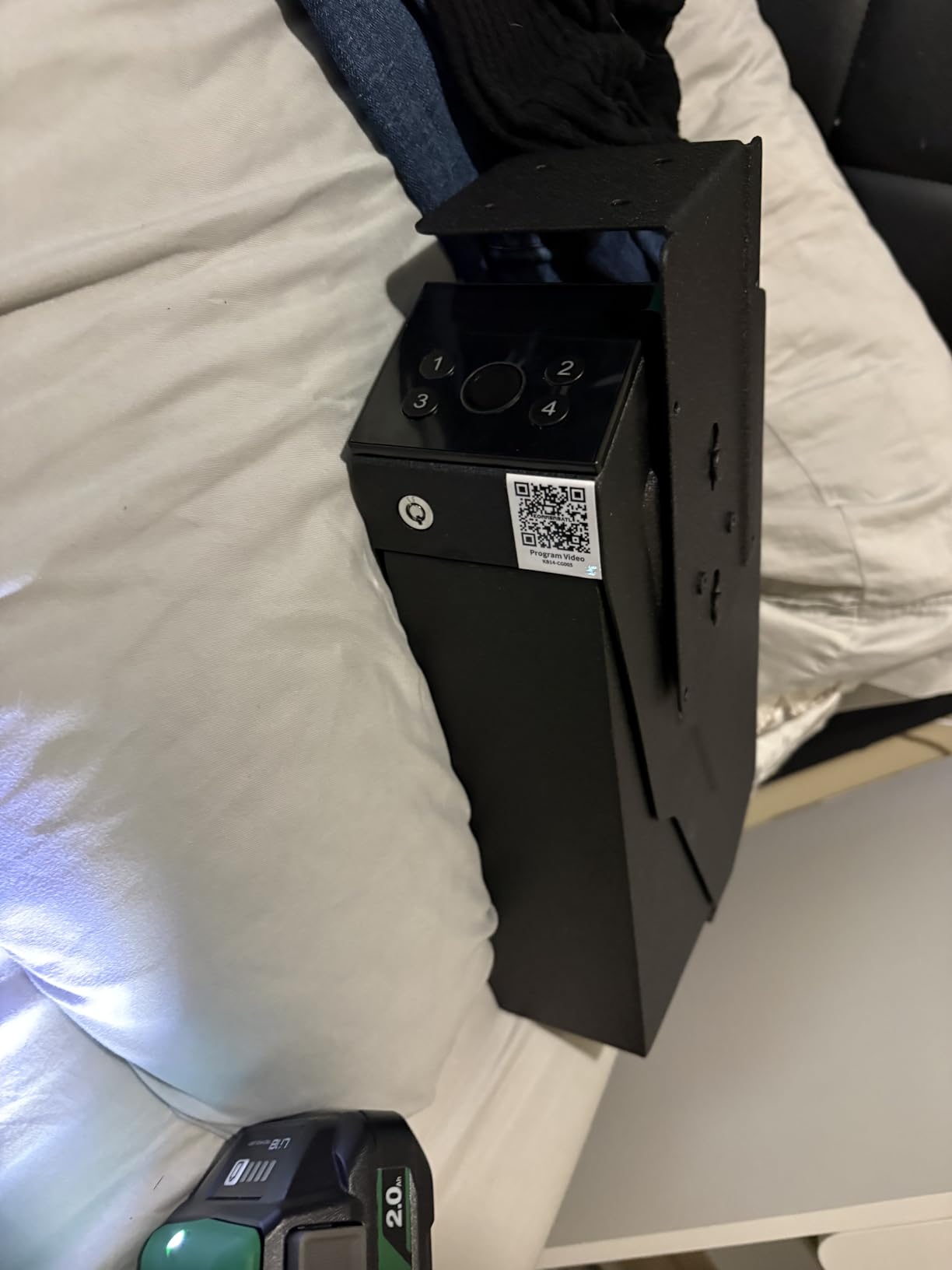 KornerBatl Quick Access Biometric Bedside Gun Safe for handgun | 2 in 1 Mounted Drop Down Nightstand Pistol Safe with Fingerprint & Passcode & Key 3 Ways, Birthday Gifts for Men customer photo 1