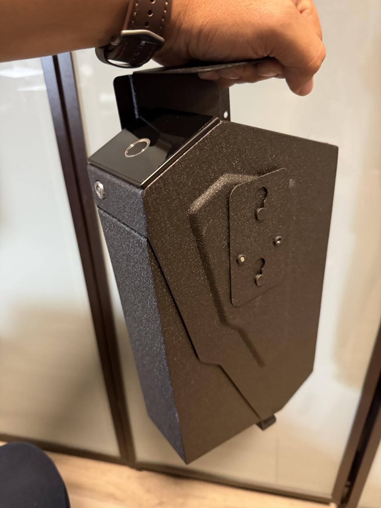 KornerBatl Quick Access Biometric Bedside Gun Safe for handgun | 2 in 1 Mounted Drop Down Nightstand Pistol Safe with Fingerprint & Passcode & Key 3 Ways, Birthday Gifts for Men customer photo 2