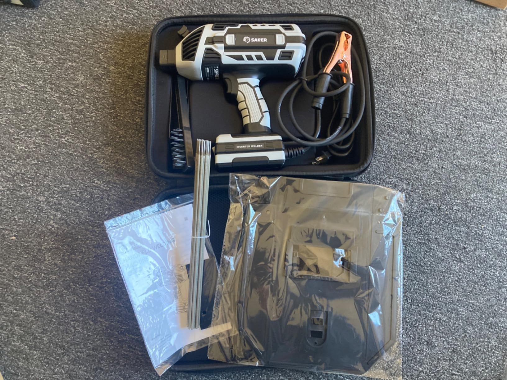 Saker Portable Electric Welding Machine,110V Portable Welder Handheld with IGBT Inverter 5 Variable Current Adjustment, ARC Welder Gun, Fits for 3/32