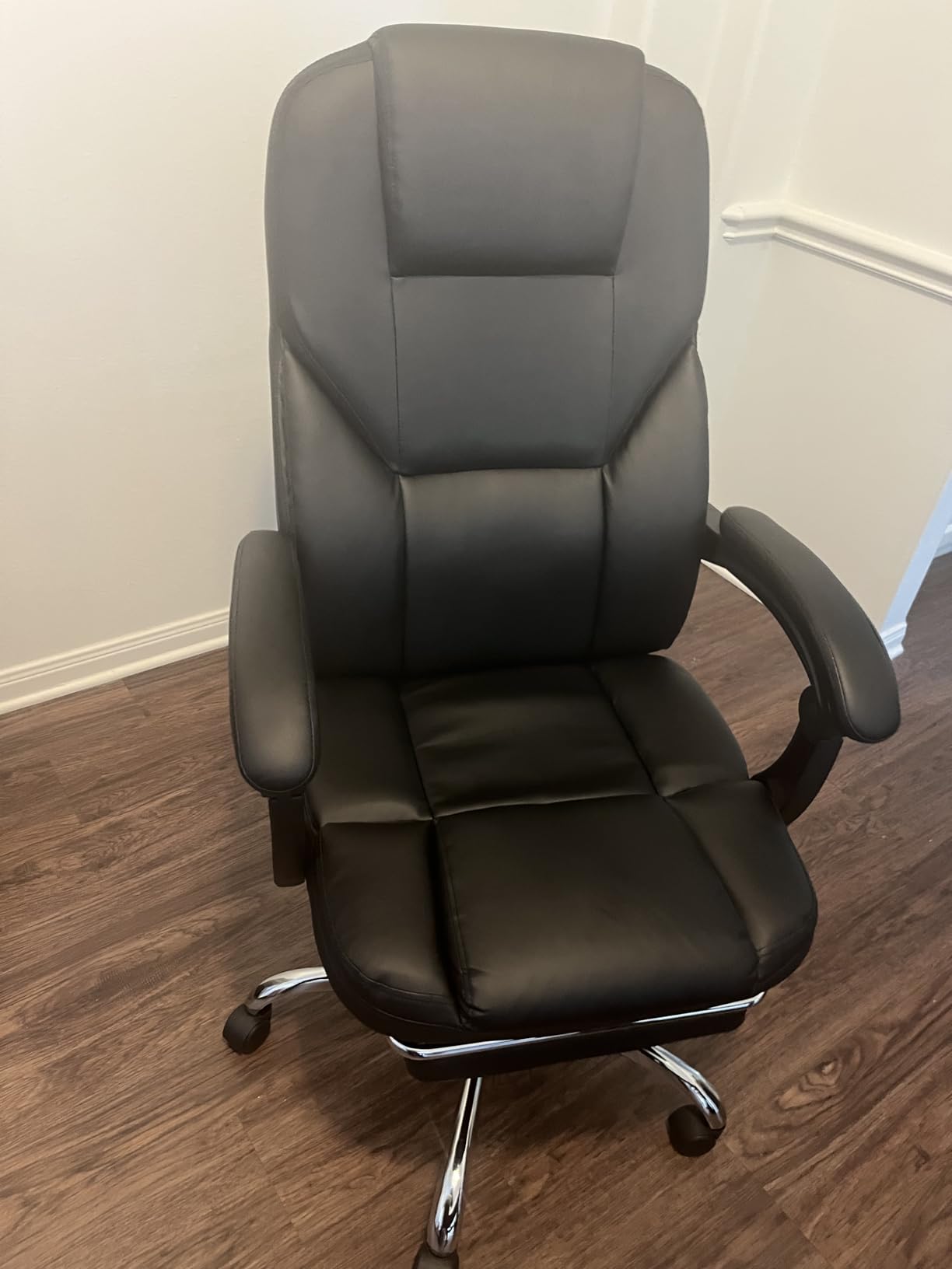 Furmax Massage Office Chair with Foot Rest Executive Big and Tall Office Chair Ergonomic Home Office Desk Chairs, Reclining High Back Leather Chair with Lumbar Support, 400LBS (Black) customer photo 2