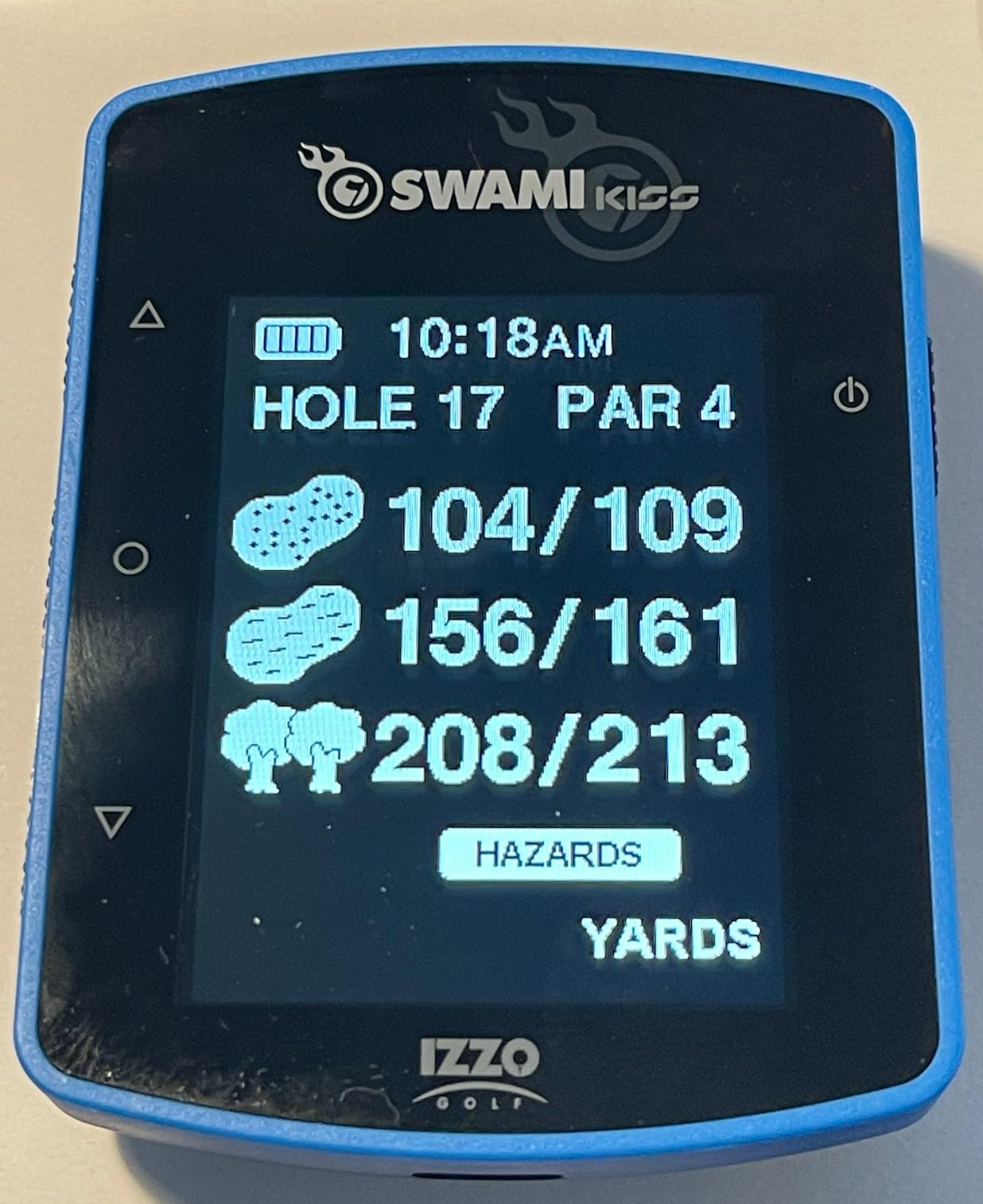 Swami KISS 2.0 Handheld Golf GPS Rangefinder with Integrated Magnets - Blue | Integrated magnets, two display modes, preloaded course data customer photo 2