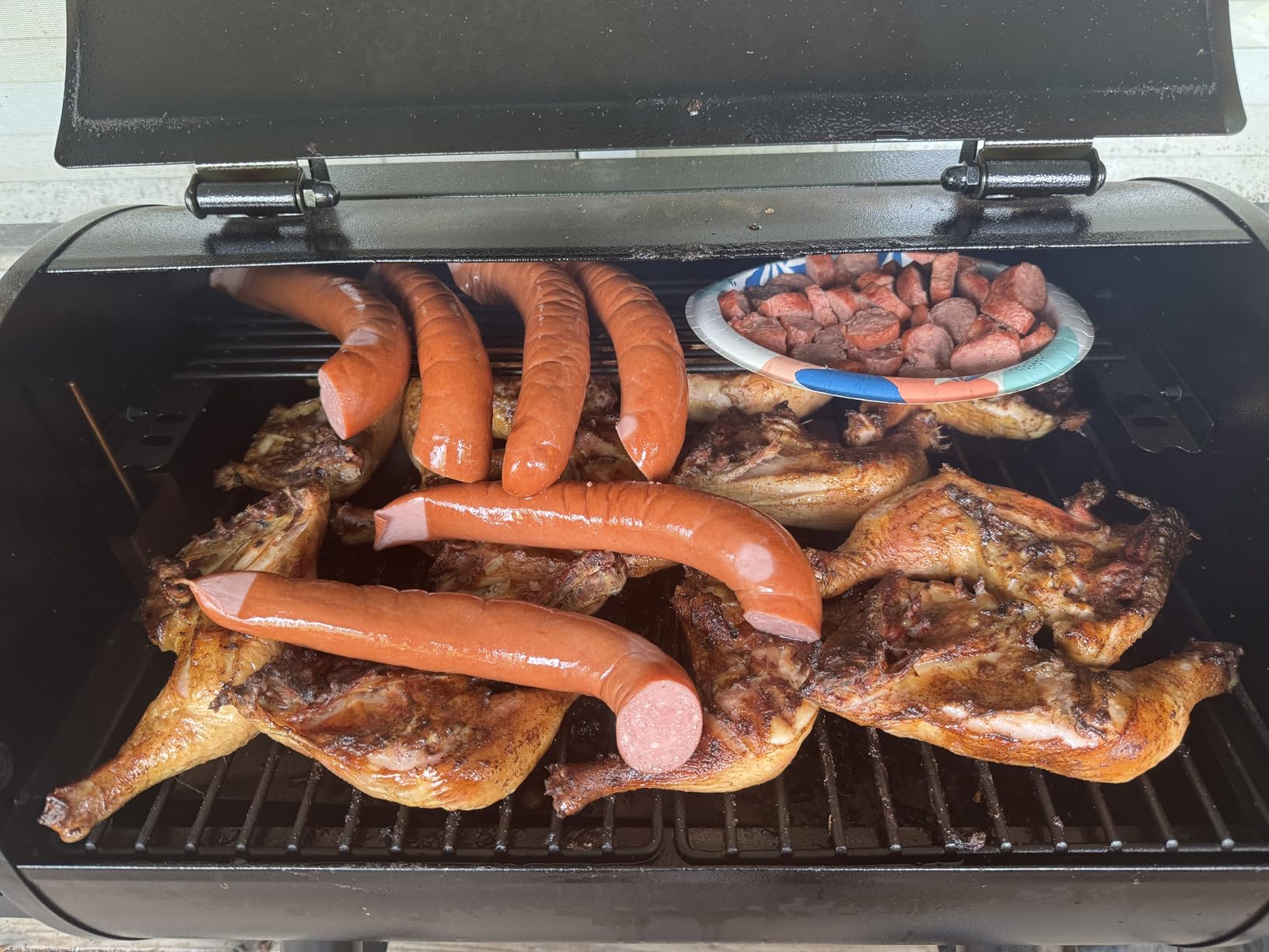 Electric Pellet Grill 456 SQ.IN Cook Area Pellet Smoker with Auto Feed & PID Controller 500°F Max Temperature 8 in 1 BBQ Grill with Meat Probe & Side Table with Hooks Perfect for Outdoor BBQ customer photo 1