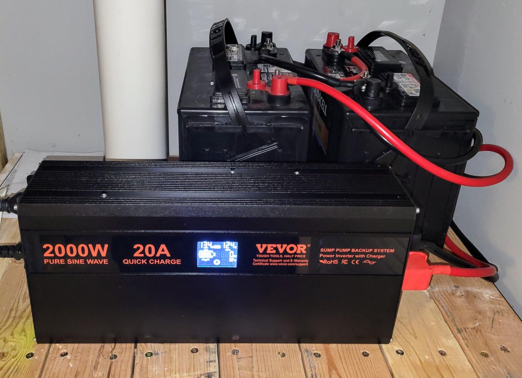 VEVOR 2000W Sump Pump Battery Backup System LCD Display Corded Auto Switch customer photo 1