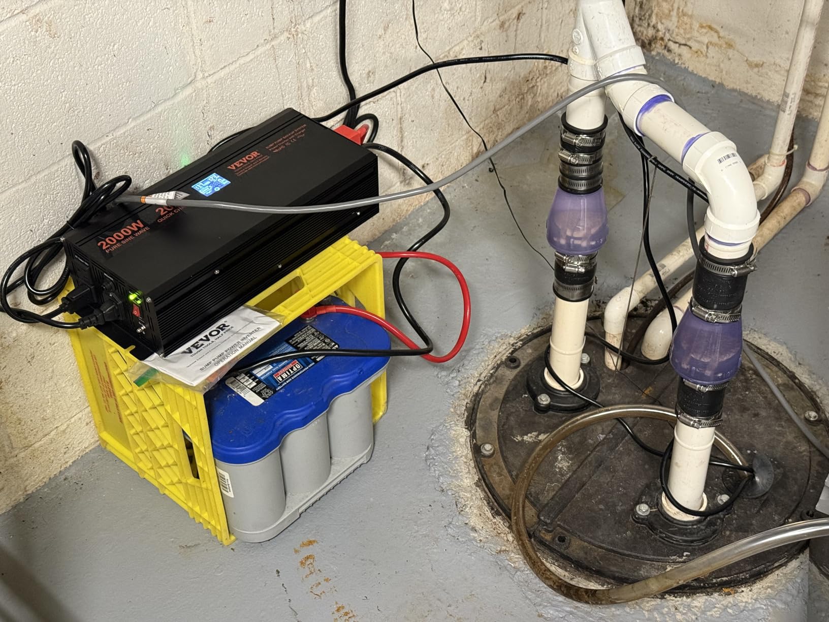 VEVOR 2000W Sump Pump Battery Backup System LCD Display Corded Auto Switch customer photo 2