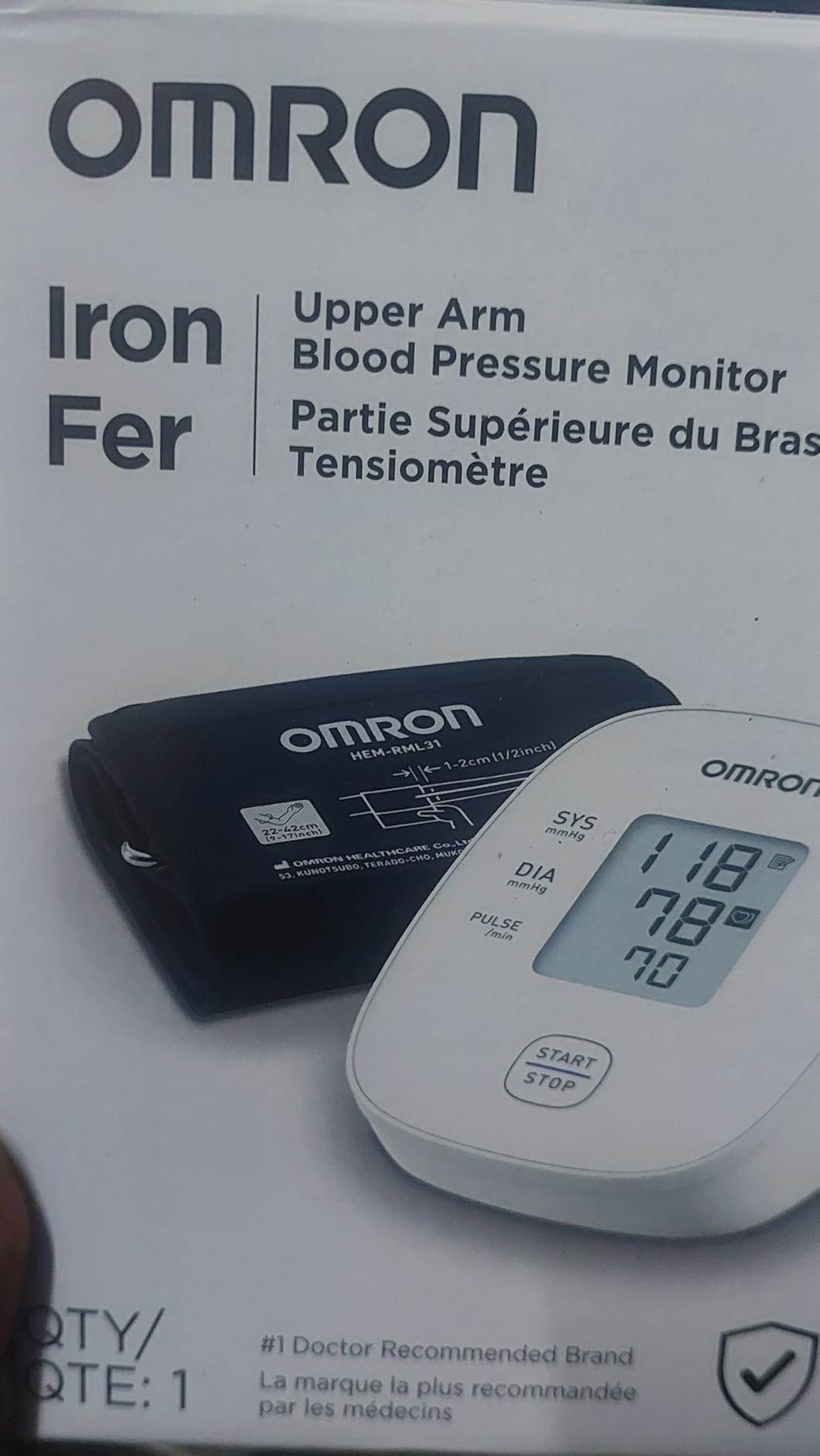 OMRON Iron Blood Pressure Monitor & Upper Arm Blood Pressure Cuff | For Home Use - #1 Doctor & Pharmacist Recommended Brand - Clinically Validated customer photo 2