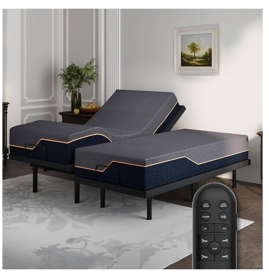 Dyonery Split King Adjustable Bed Base + 14 Inch Memory Foam Mattress customer photo 2