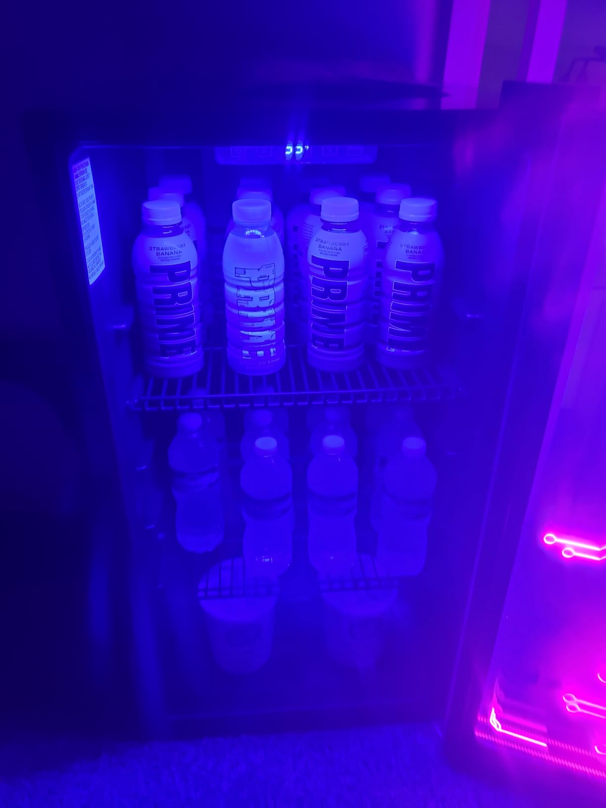 Cyberpunk Beverage Cooler, 130 Can Mini Fridge, LED Light Door, Gaming Room | Colorful LED Ambient Lighting, Freestanding for Bar & Party, Adjustable Shelves for Cans & Bottles customer photo 2