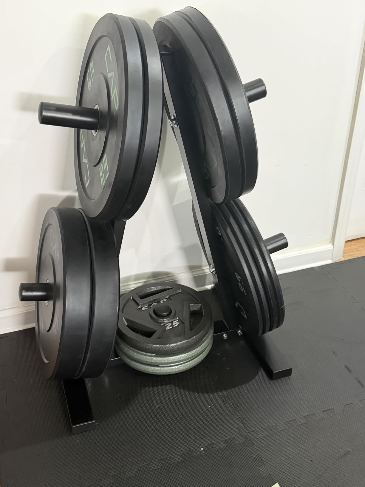 Amazon Basics Weight Plate Tree Rack, Durable Steel, Space-Saving Vertical Design for Home Gym customer photo 2