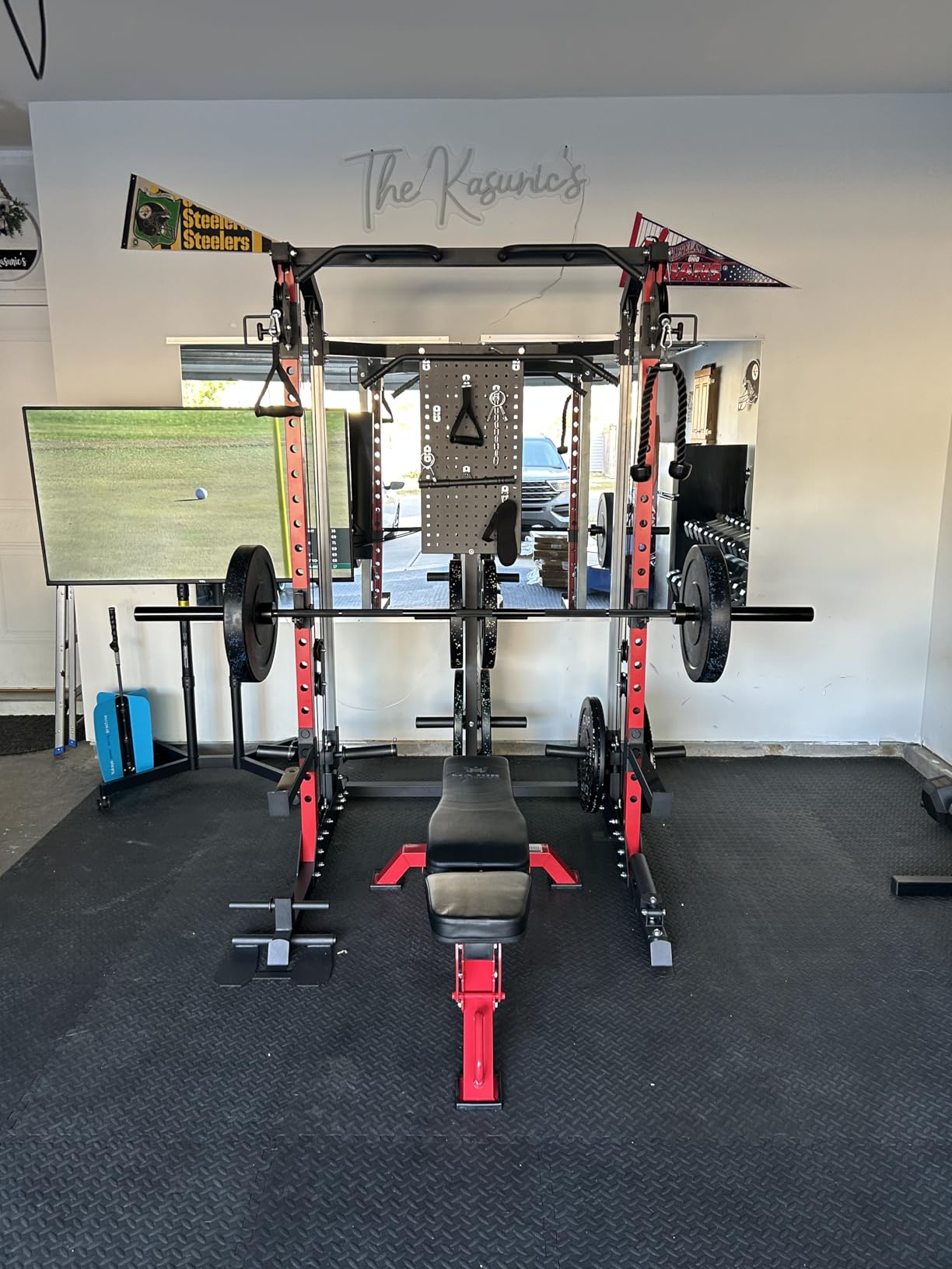 GarveeLife Power Cage, 2000LB Power Rack with Dual Independent Pulley System, Squat Rack with Adjustable Cable Crossover, Multi-Function Home Gym Workout Machine for Home customer photo 2