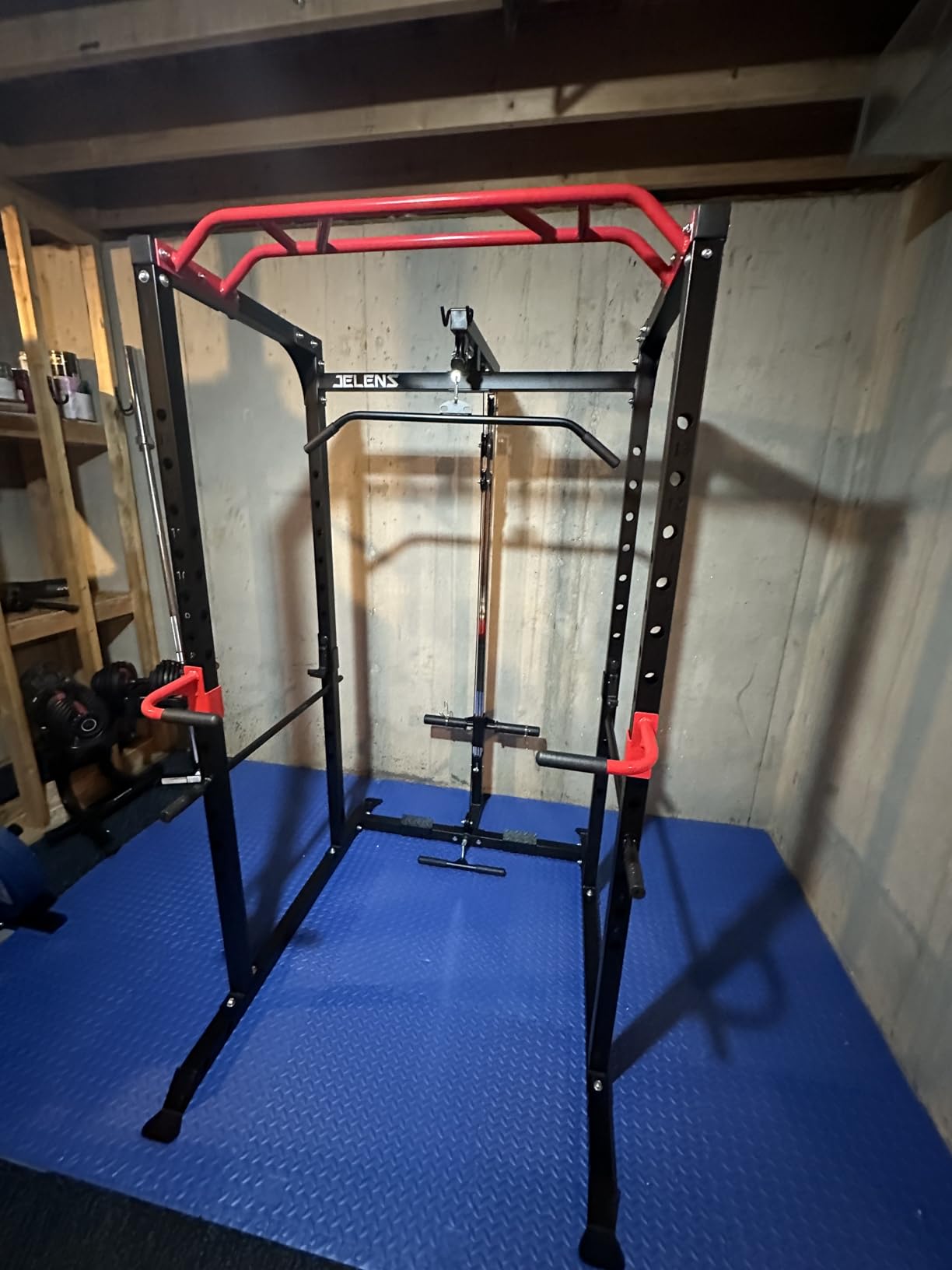 JELENS S11 Power Cage, 2000LB Multi-Function Power Rack with LAT Pulldown, Squat Rack with Adjustable Pulley System and Training Attachments, Weight Rack for Home Gym customer photo 1