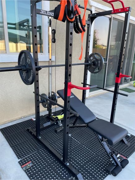JELENS S11 Power Cage, 2000LB Multi-Function Power Rack with LAT Pulldown, Squat Rack with Adjustable Pulley System and Training Attachments, Weight Rack for Home Gym customer photo 2