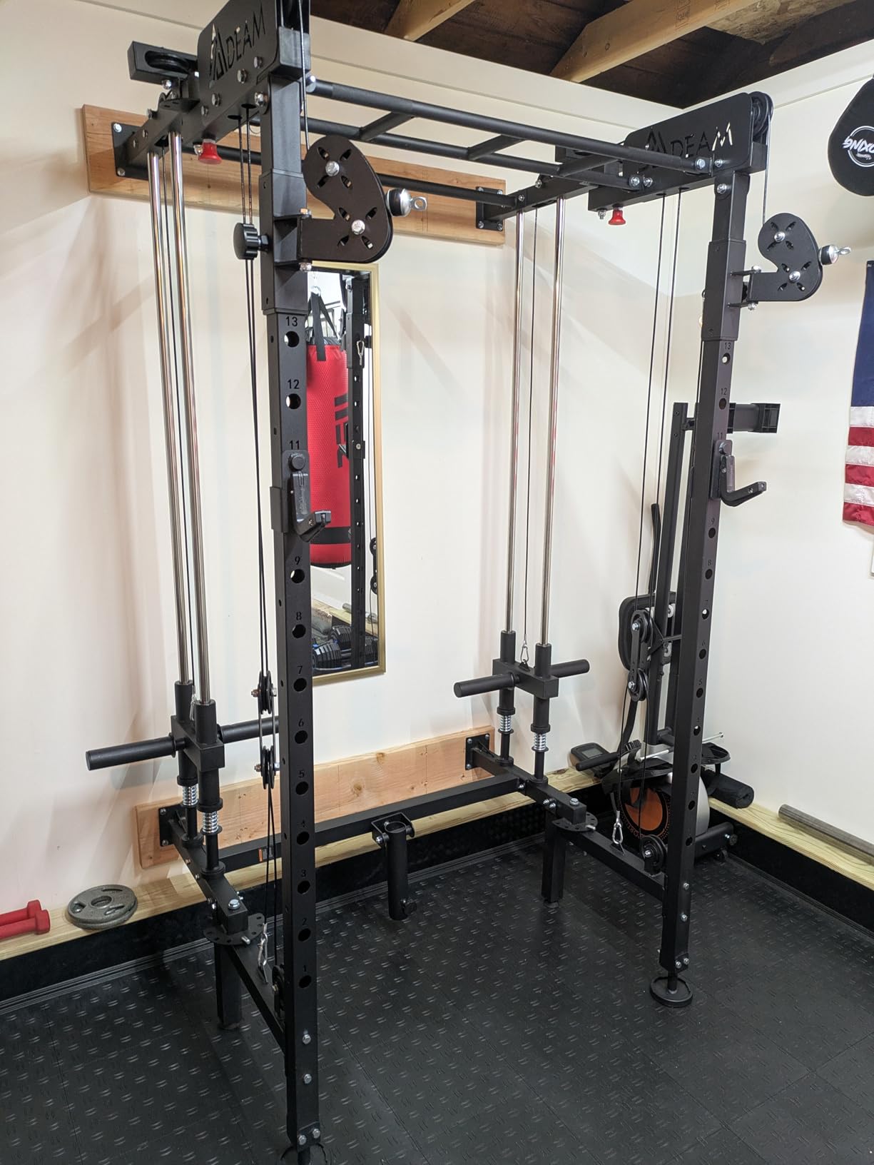 Mdeam Folding Squat Rack, Wall Mounted Power Rack with Dual Pulley System customer photo 2
