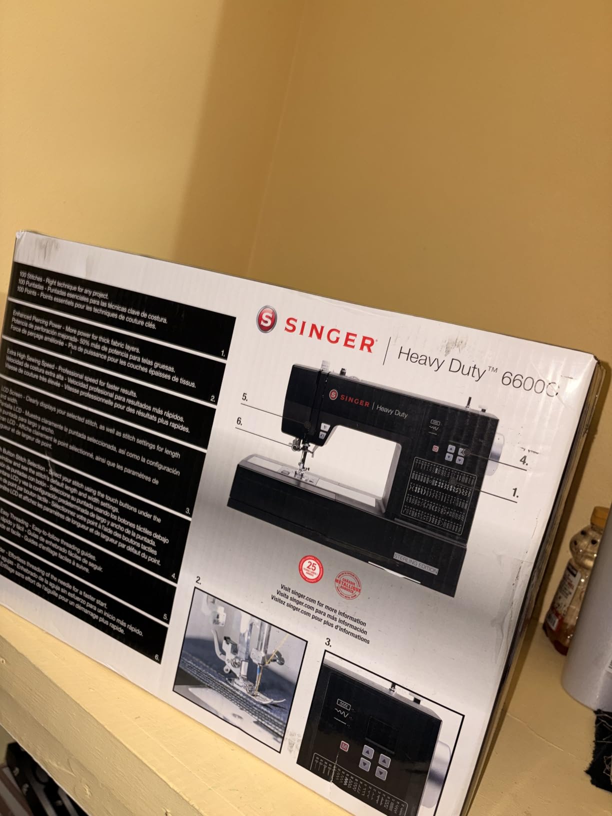 SINGER Heavy Duty 6600C Sterling Sewing Computerized Machine + Accessory | 100 Built-In Stitches Deliver 215 Stitch Applications| 60% More Power, 1100 Stitches/Min| Metal Frame, 6 One-Step Buttonhole | Accessory, 100 Built-In Stitches Deliver 215 Stitch Applications, 60% More Power, 1100 Stitches/Min, Metal Frame customer photo 2