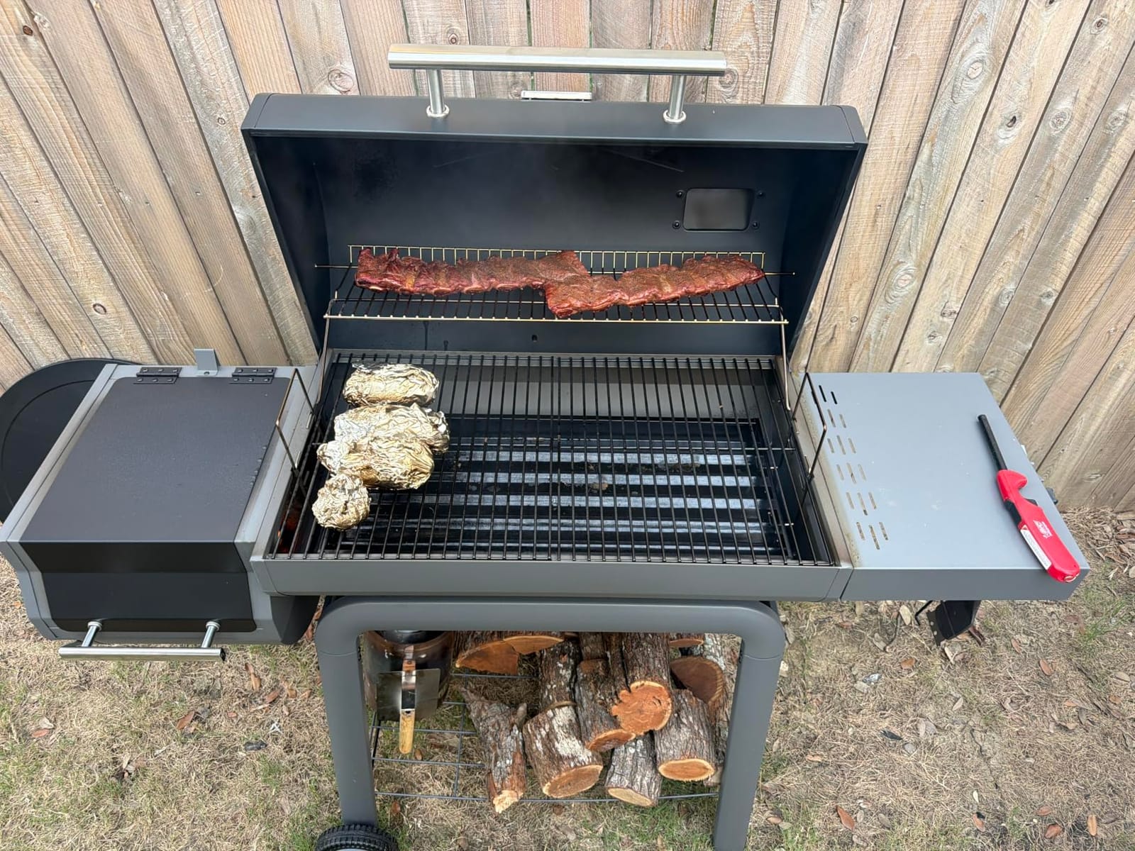 Feasto Heavy-Duty 30-Inch Charcoal Grill with Offset Smoker Grill | Side Table & 831 Sq. In Cooking Space, Outdoor BBQ Grill for Outdoor Barbecue in Backyard, Patio and Parties, Black customer photo 1