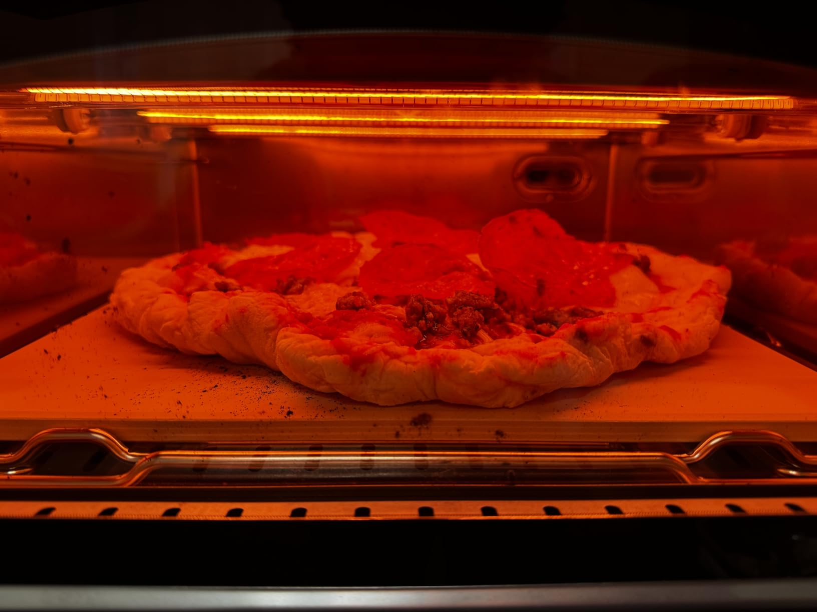 Current Model P Smart Electric Pizza Oven, 12-Inch Stone, Slate | App Control Monitors Temperature; Countertop Design Heats to 850°F with No Turning Required customer photo 1