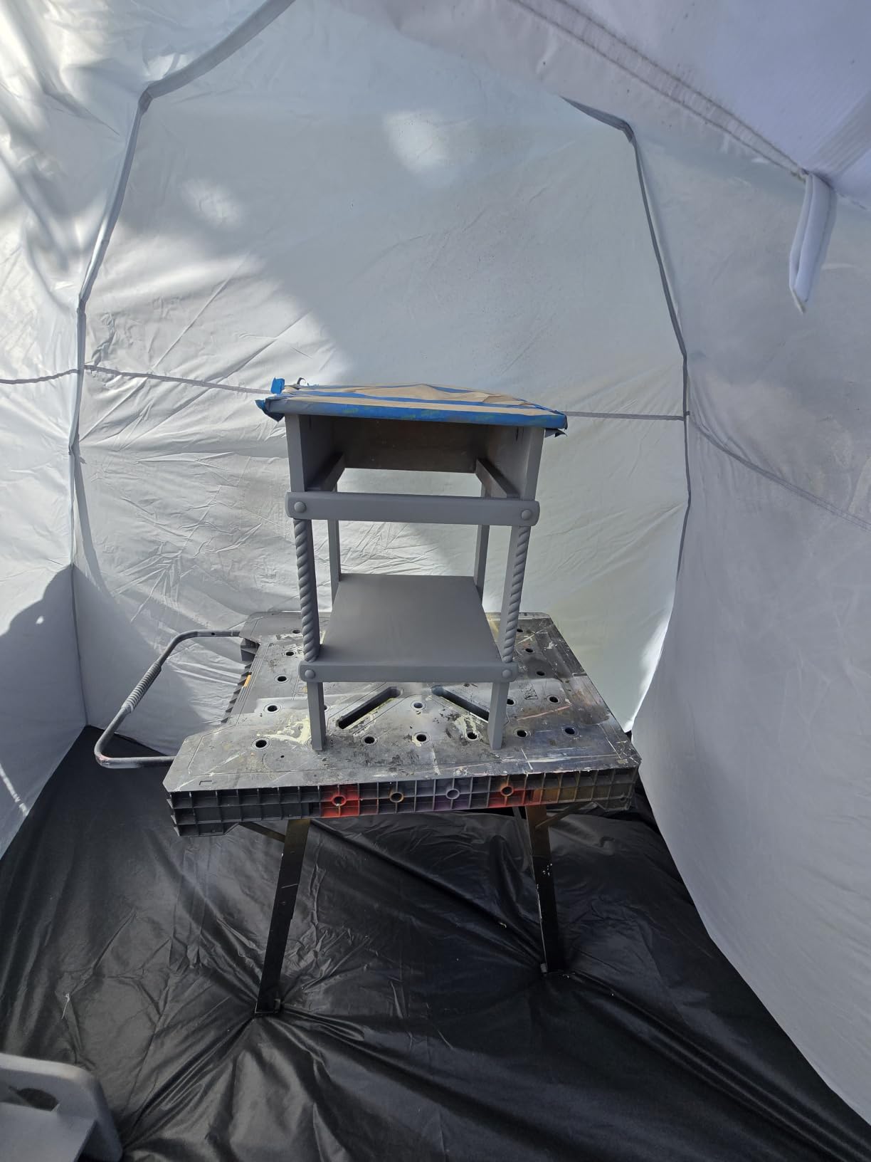 Siebwin 10x10x6.2ft Spray Paint Tent, Mesh Screen & Windproof Hooks, White customer photo 1