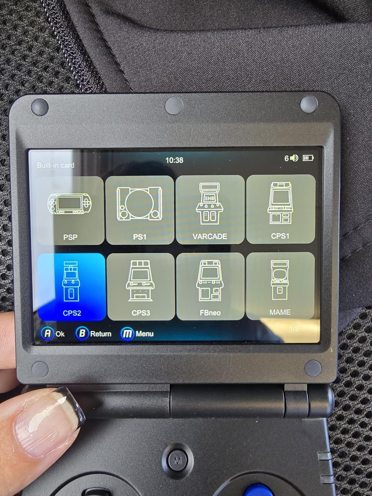 Anbernic RG34XXSP Foldable Retro Handheld Game with 3.4 Inch IPS Screen Linux System Built-in 64G TF Card 5000+ Games Handheld Emulator Support 5G WiFi Bluetooth TV Output(Indigo) customer photo 1