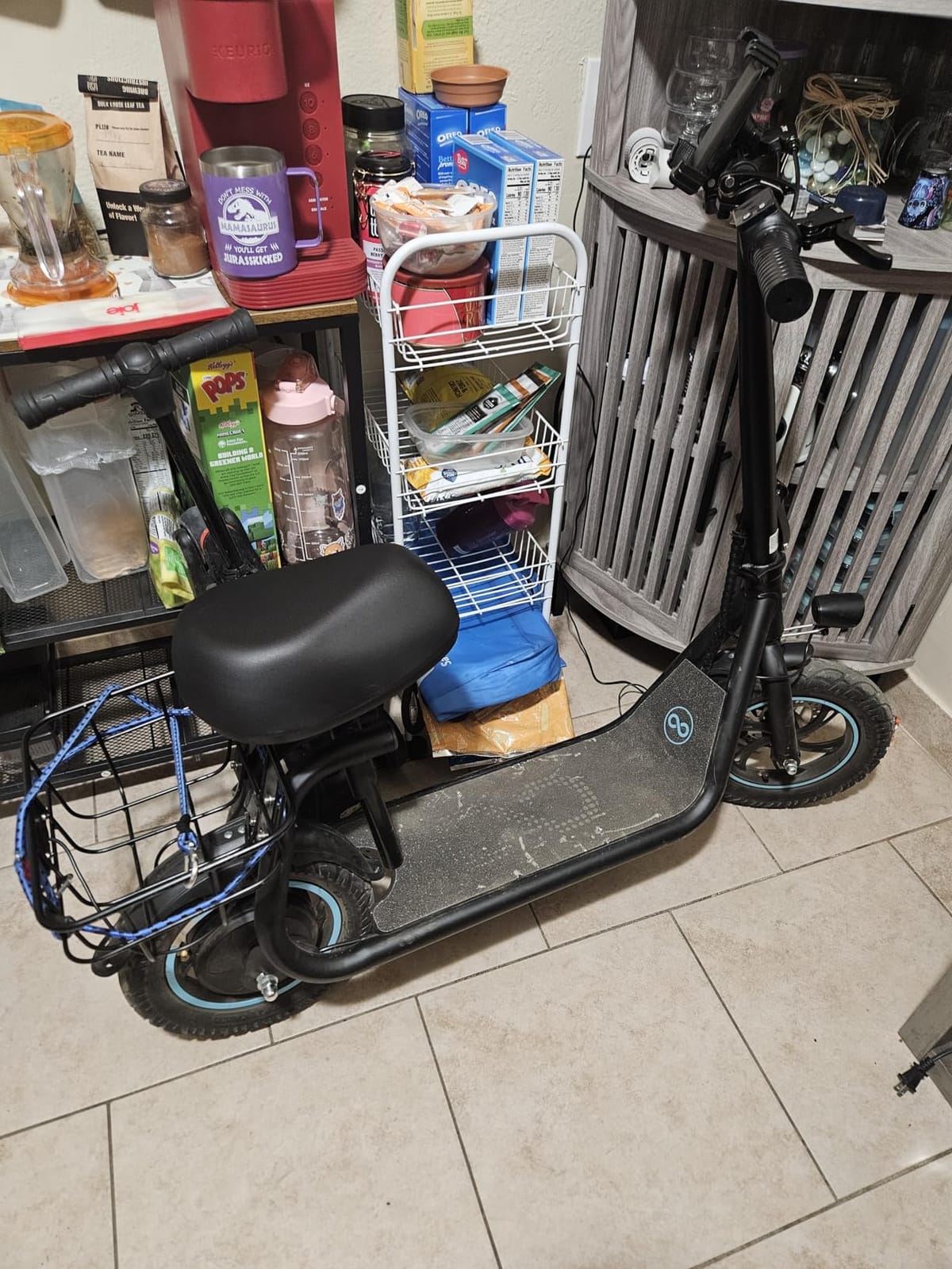 AWWSCOOTER C1 Electric Scooter with Seat & Basket for Adults, Classic Black | Foldable | 450W Motor | 9/12/16 MPH 3 Speeds | Dual Disc Brakes | Up to 20-Mile Range | UL 2272 | Phone Holder & Lock customer photo 1