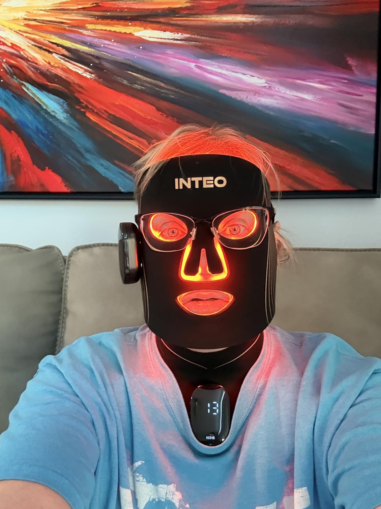 LED Light Mask for Face and Neck, 4 Light Modes Cordless Facial and Neck Skincare Mask, Red & Near-Infrared LED Beauty Device, Rechargeable Home Skincare Tool with 680 LEDs customer photo 2