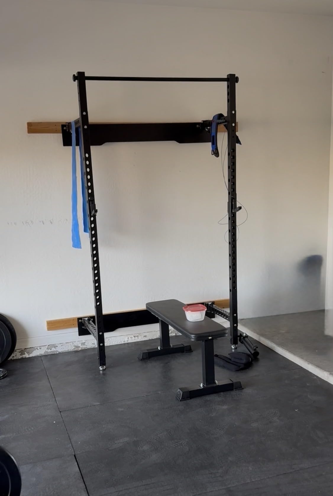 JELENS FS01 Folding Squat Rack, Wall Mounted Power Rack for Home Gym, Space Saving Multi-Functional Power Cage with More Attachments customer photo 1