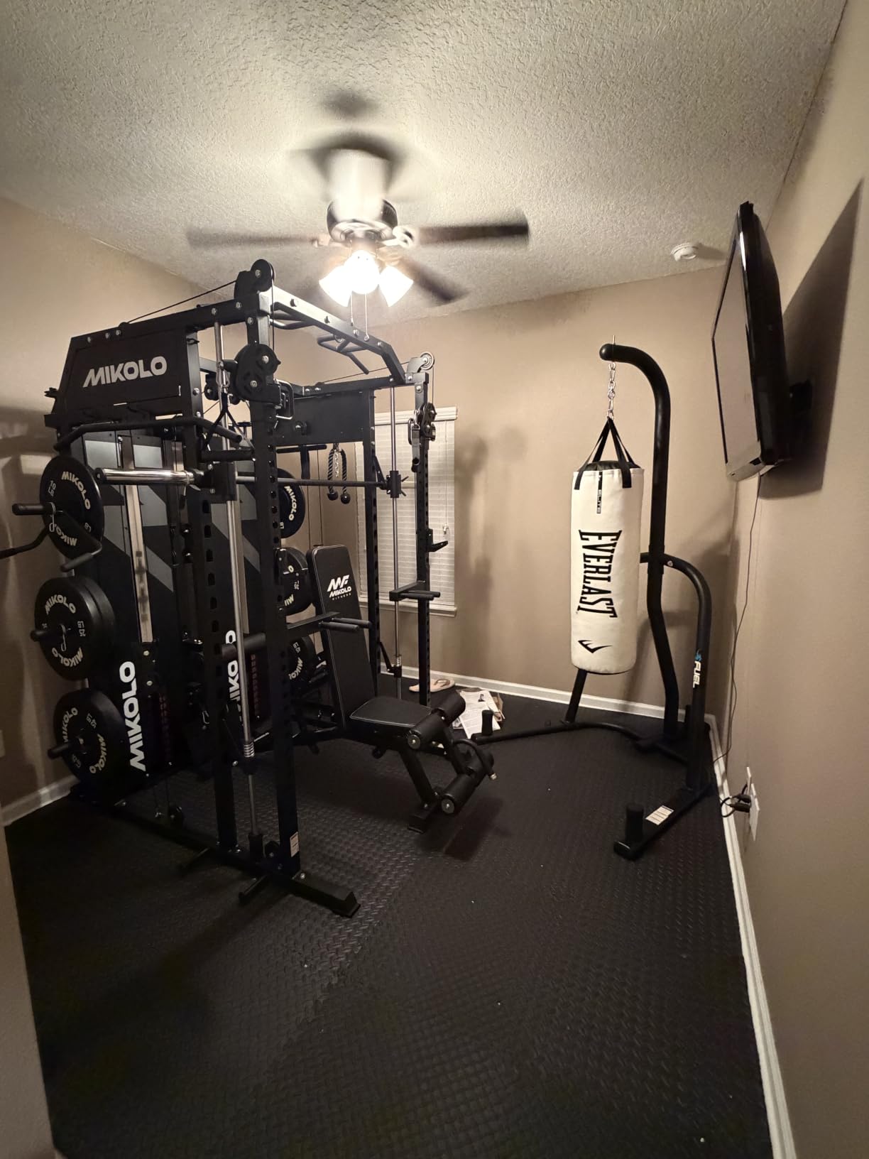 Mikolo Smith Machine with Weight Stack, Power Cage Home Gym System with LAT Pulldown & Cable Crossover, Multi-Functional Trainer with Dual Pulley System, Includes 10+ Free Attachments customer photo 2
