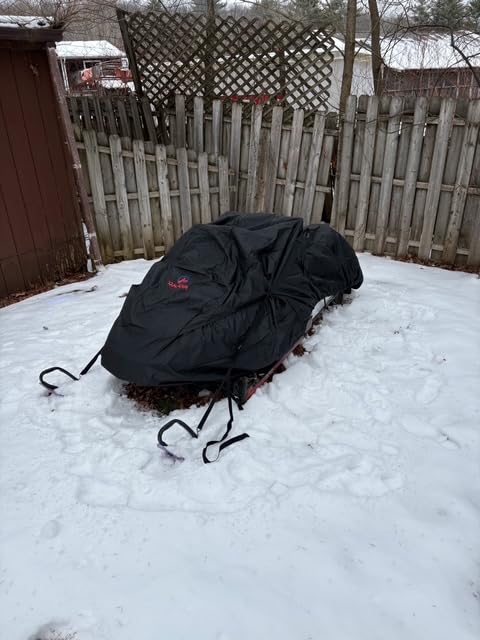 Comnova Snowmobile Cover 130 Inch - Premium 600D Outdoor Snowsled Cover, Heavy Duty & Waterproof All Weather Protection Covers, Black, Fit Up to 130
