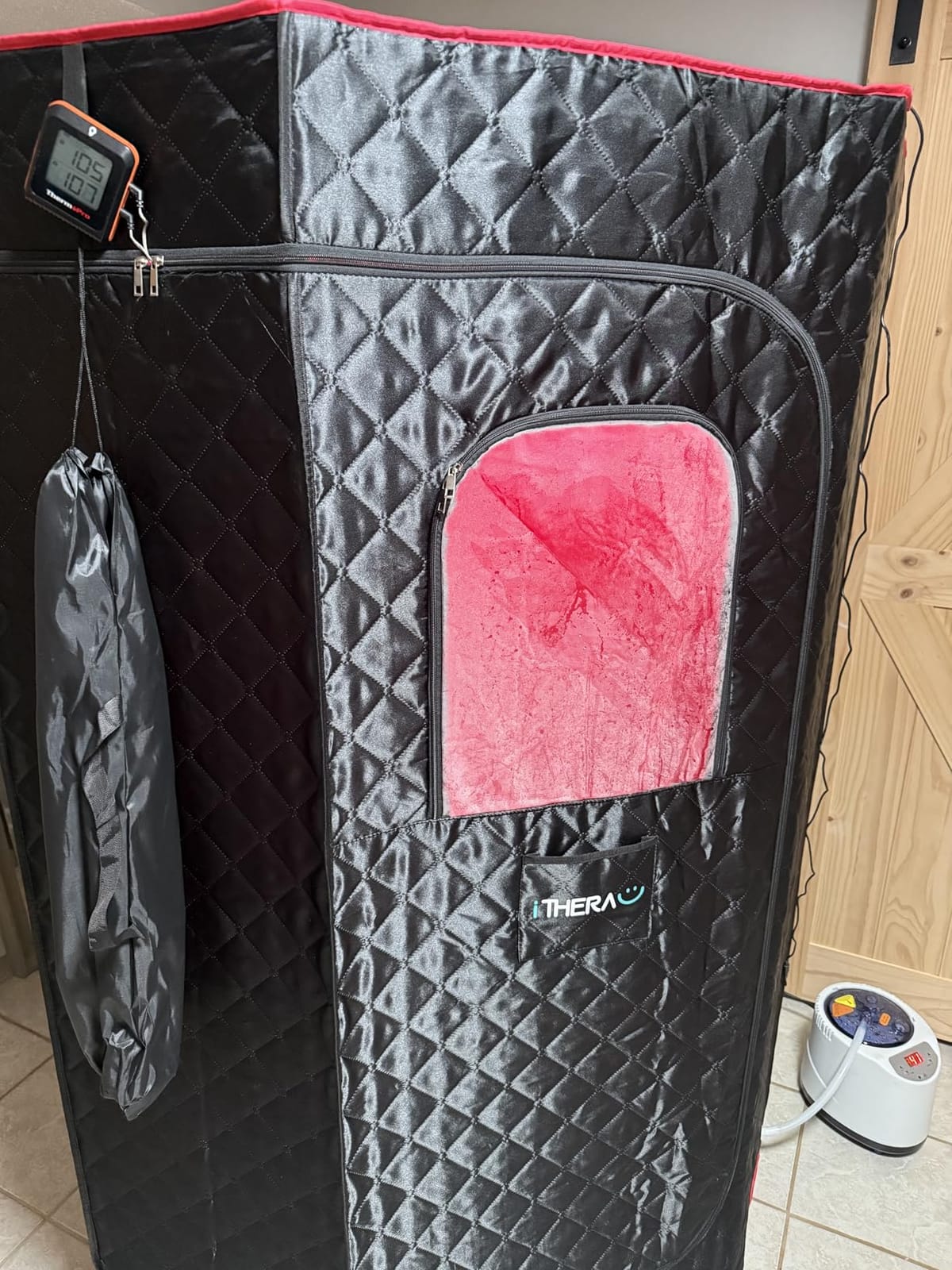 I-THERA-U XL Infrared Sauna Box with True 660 & 850nm Red Light Therapy Lamp, Portable Red Light Sauna for Home, Full Body Steam Tent with 3L 1200w Steamer, 15 Levels Heat, Chair, Remote, 90 Min Timer customer photo 1
