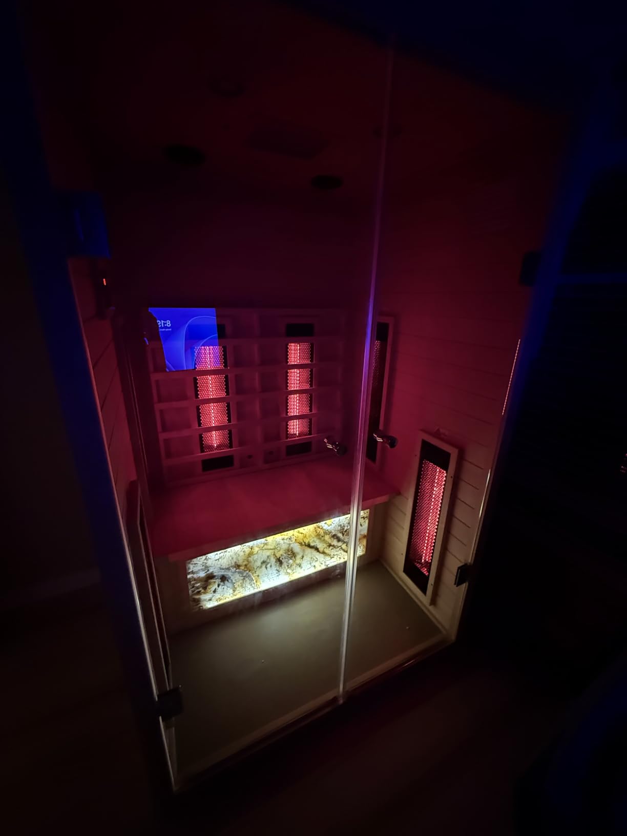 Outdoor Sauna 2 Person Low EMF Ceramic Infrared Saunas for Home | Mahogany Wood Home Sauna Room 2 Person Infrared Home Sauna with Bluetooth Speakers, LED Reading Lamps, Chromotherapy Lights customer photo 2