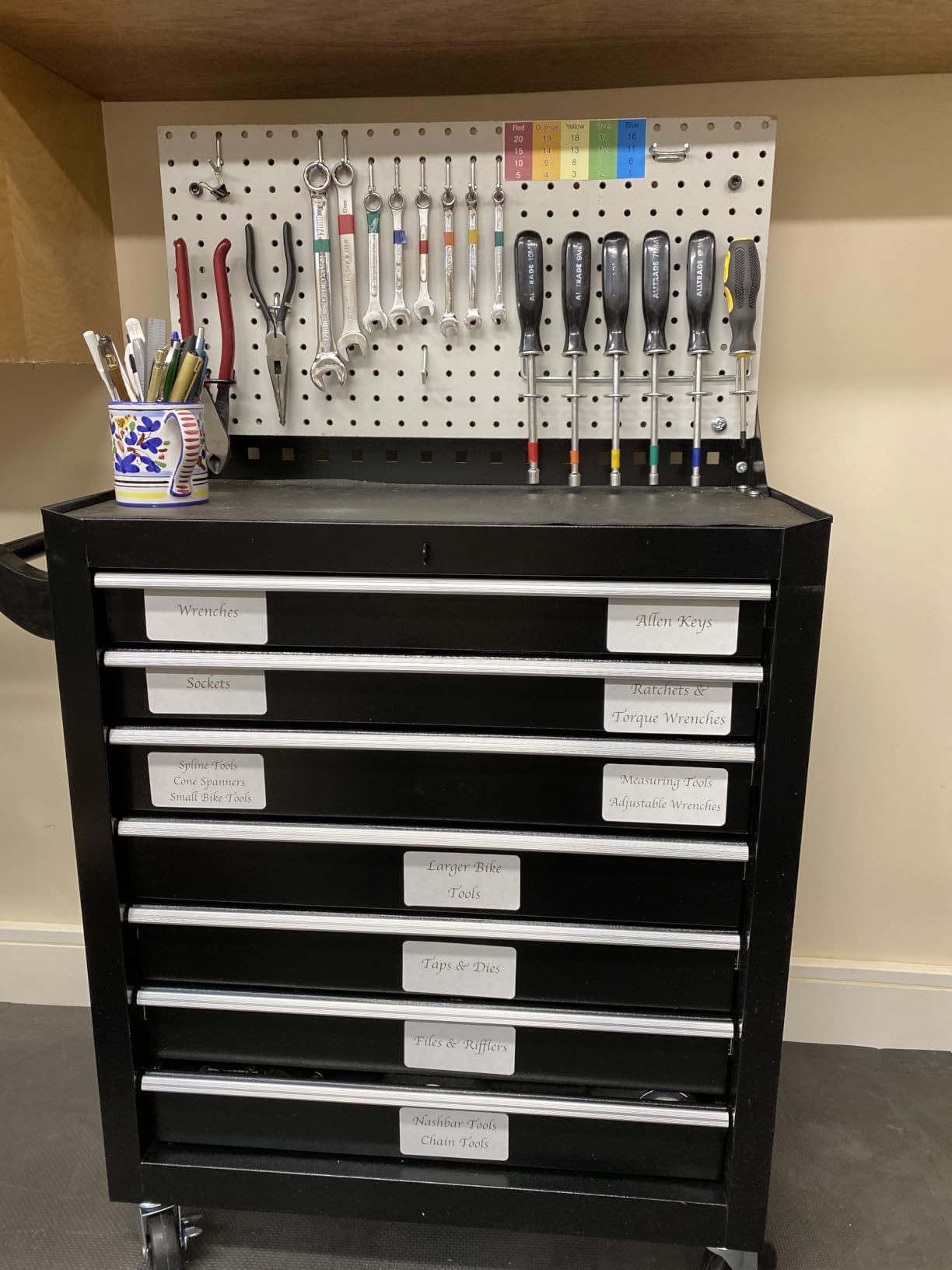 INTERGREAT 7 Drawers Rolling Tool Chest with Pegboard, Metal Tool Chest with Drawers, Tool Storage Cabinet with Wheels for Garage, Workshop, Repair Shop, Black customer photo 1