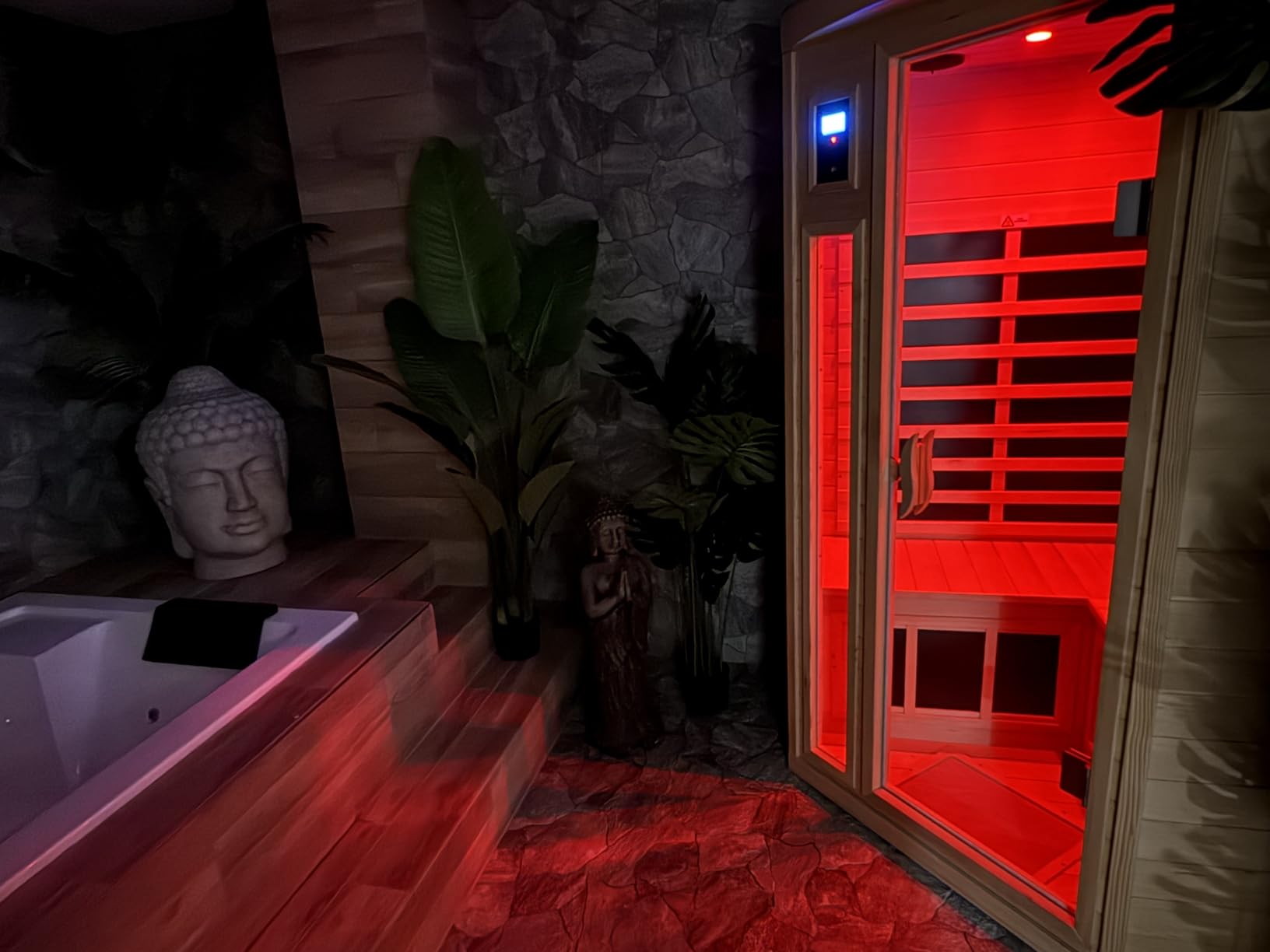 3 Person Infrared Sauna 0-5mG Ultra Low EMF Far Infrared Sauna for Home 2130W/20A Canadian Hemlock Indoor Sauna with Front Door Heating Panel, Chromotherapy Lights customer photo 2