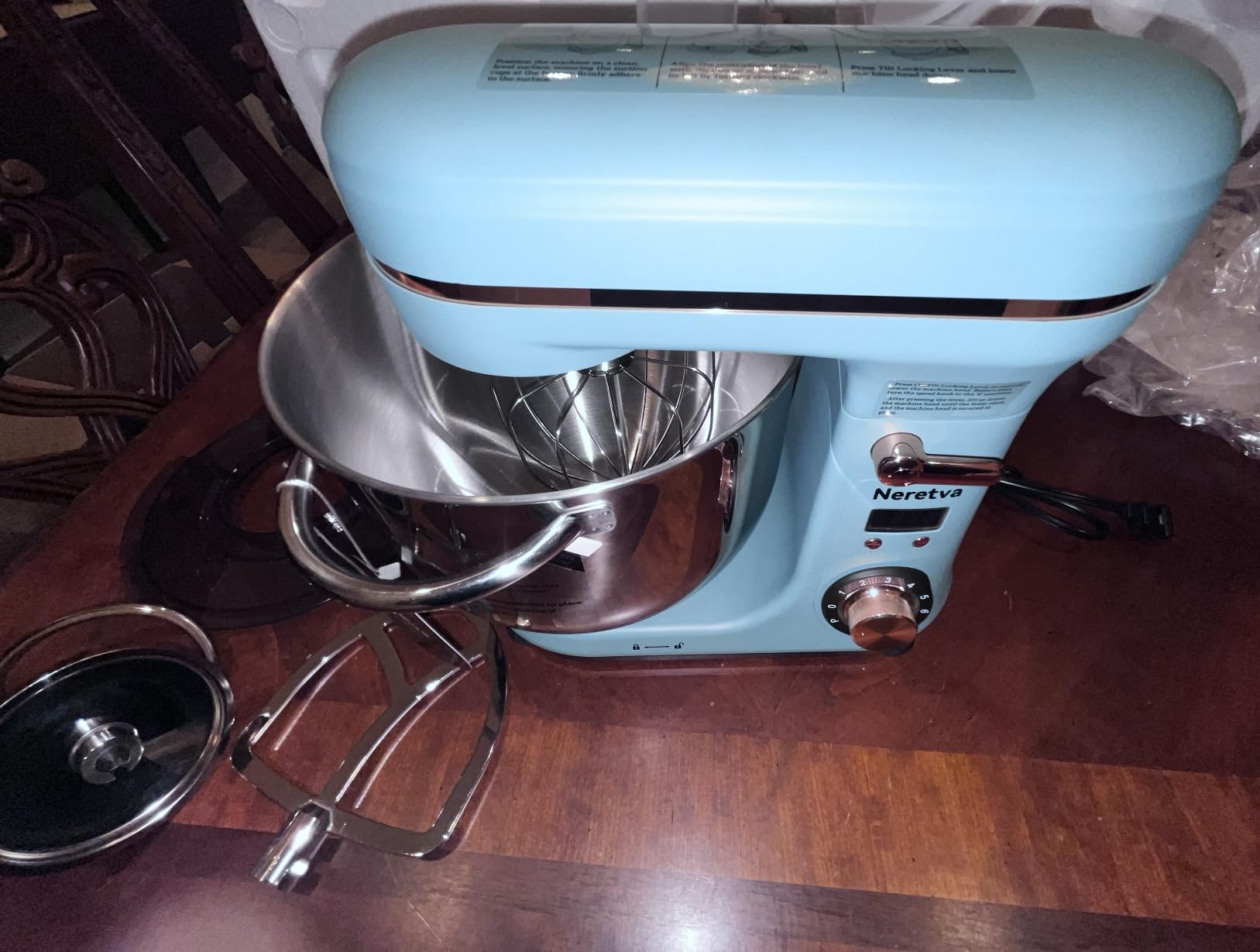 Neretva Super Stable Stand Mixer with Low Noise Operation, 6.34 QT Capacity | Powerful DC Motor Household Stand Mixer, Easy Clean, Package Including Stainless Steel Bowl/ Whisk/ Flat Beater/ Dough Hook customer photo 2