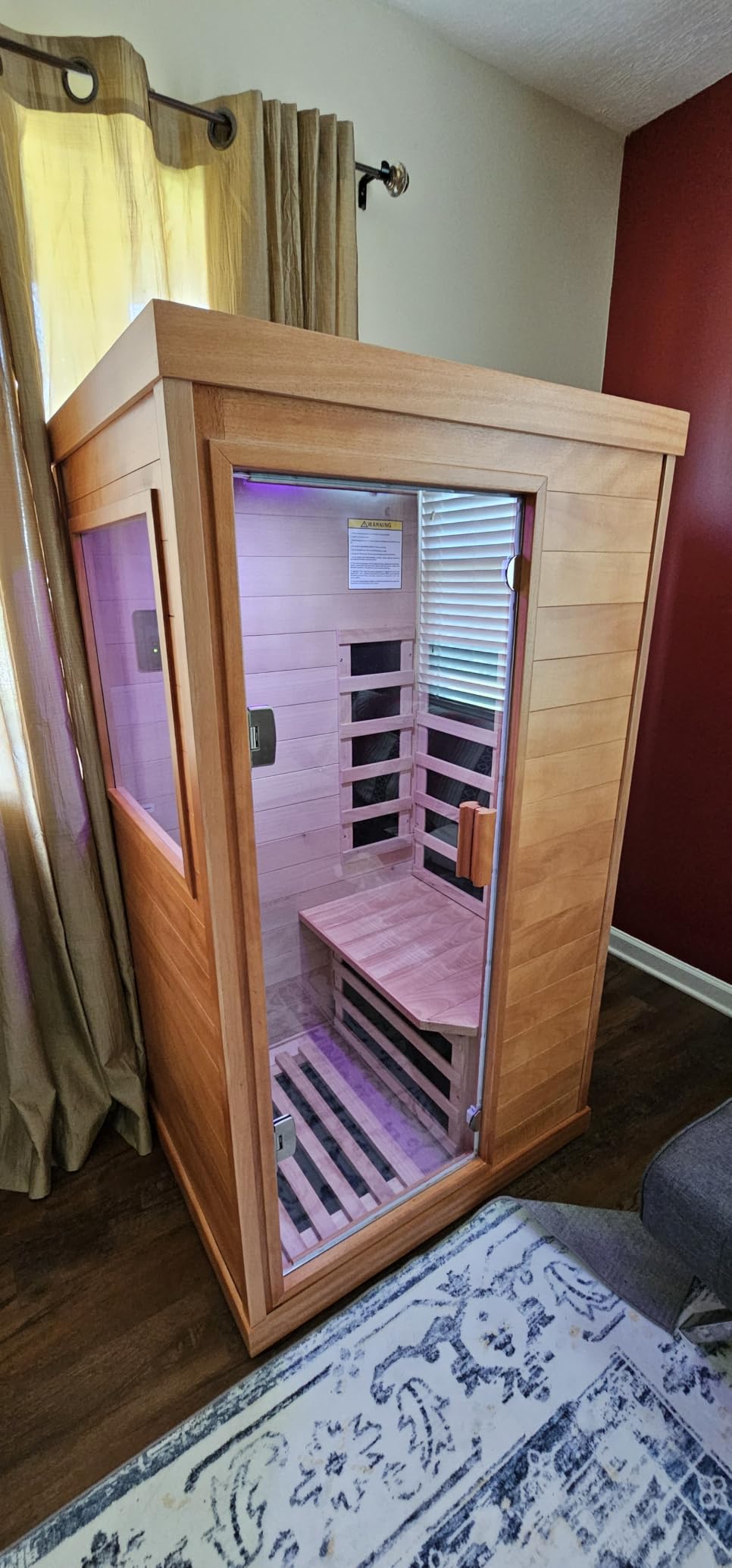 OUTEXER Sauna One Person Far Infrared Saunas Room Chilean Pine Wood 1050W customer photo 1