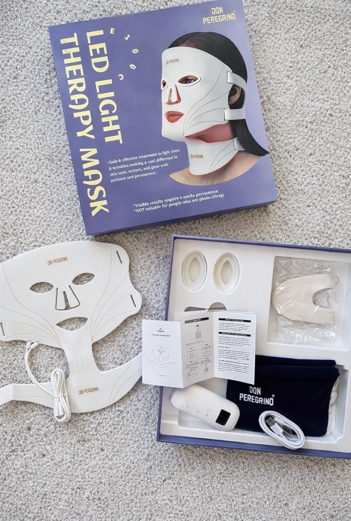 Red Light Therapy Mask for Face and Neck Medical Grade FDA Approved | Timer, Comfortable Fit, Soft Silicone, Full Coverage LED Mask for Acne & Wrinkles, Skincare Gifts for Women by DON PEREGRINO customer photo 1
