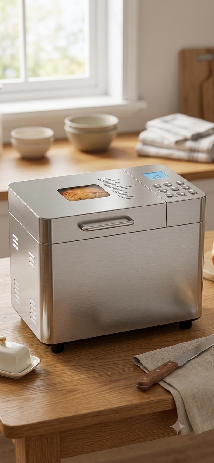 OSIPOTO Bread Maker, 2LB Stainless Steel Bread Machine, 17-in-1 Automatic | Non-stick, Beginner-Friendly Controls, 15 Hour Timer, Easy to Clean Low Noise, High Success Rate for Homemade, LCD Display customer photo 1