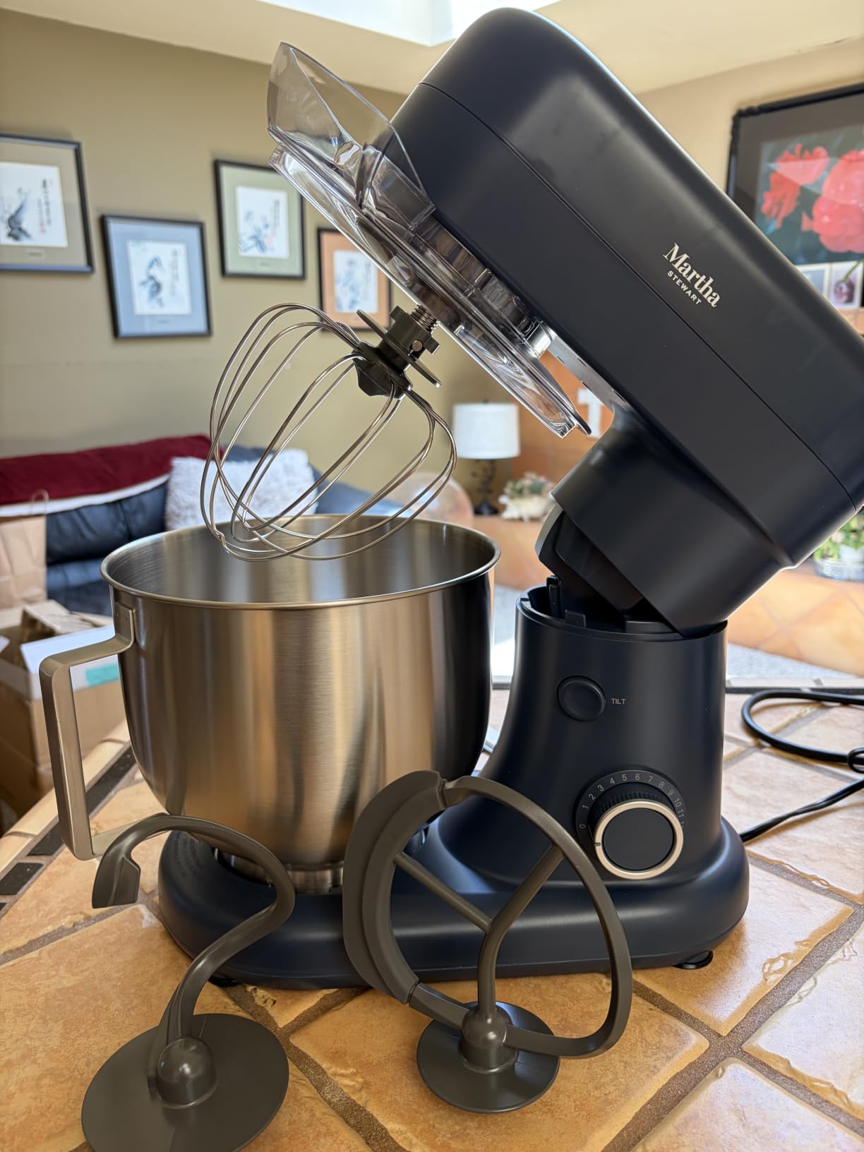 Martha Stewart 5.3QT Tilt Head Stand Mixer, 12 Speeds, Stainless Steel Bowl | Dough Hook, Stainless Whisk, Beater, Removable Splash Shield, Bread, Cake & Whipping, Electric Kitchen Mixer, Indigo Blue customer photo 1