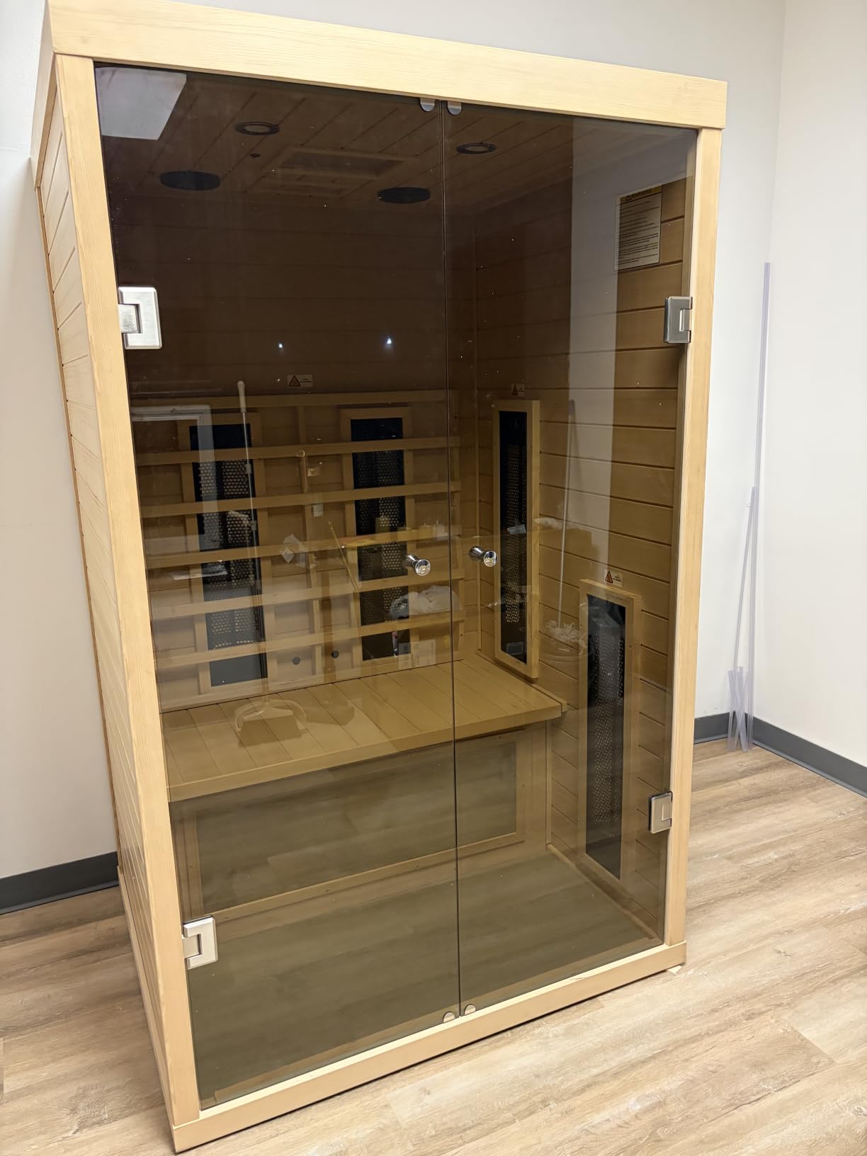 Ceramic Infrared Sauna 2 Person Infrared Sauna w/Red Light Therapy | Far & Near Infrared Sauna Indoor, Low EMF Infrared Sauna for Home Spa, Deluxe Glass Home Sauna with Granite Backdrop customer photo 1
