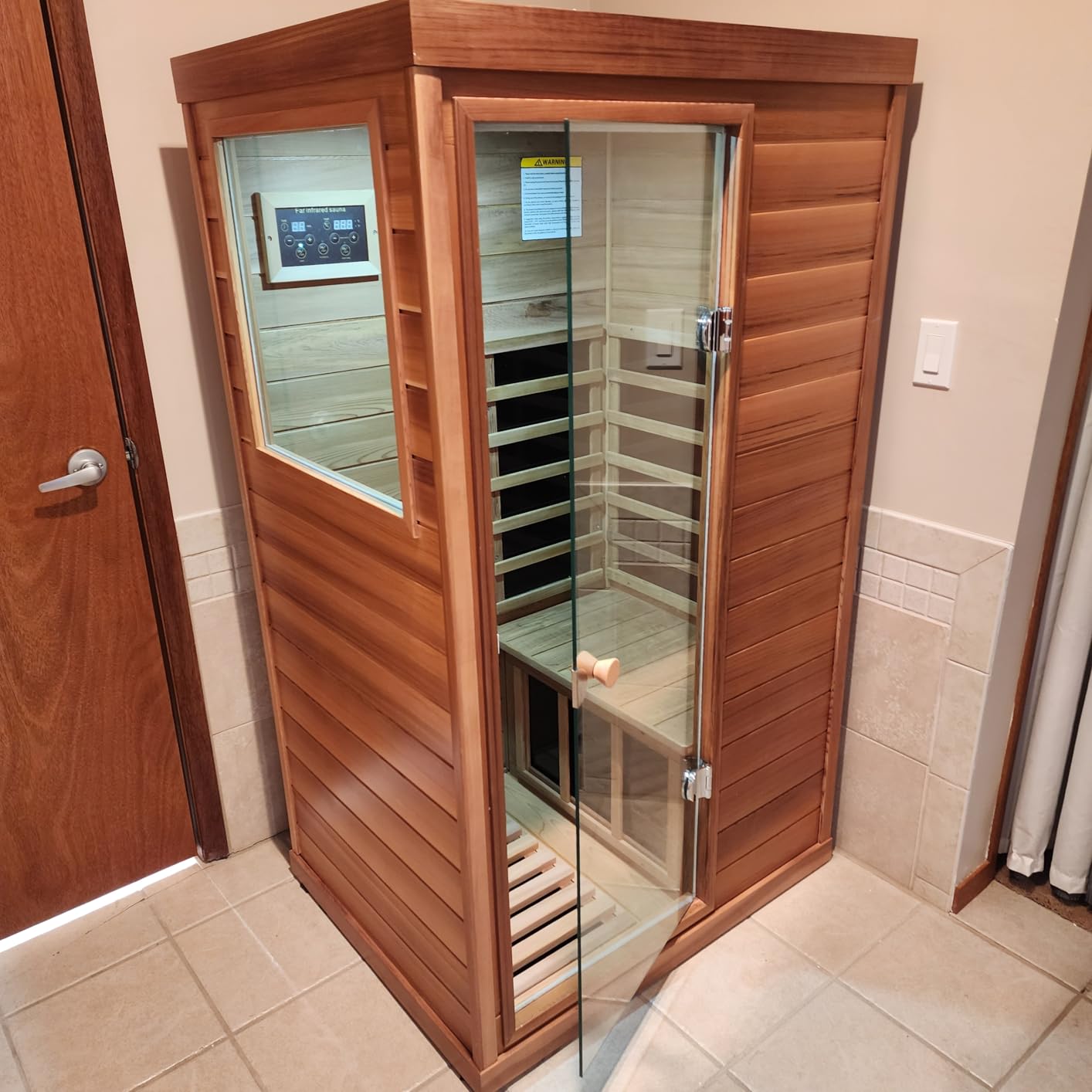 LTCCDSS Full Spectrum Outdoor Sauna 4 Person, Far Infrared Sauna, Low EMF Sauna Room for Home, Low EMF Heaters | Chromotherapys | Bluetooth Speakers | Canadian Hemlock | 73.09 * 48.66 * 83.5 in customer photo 2