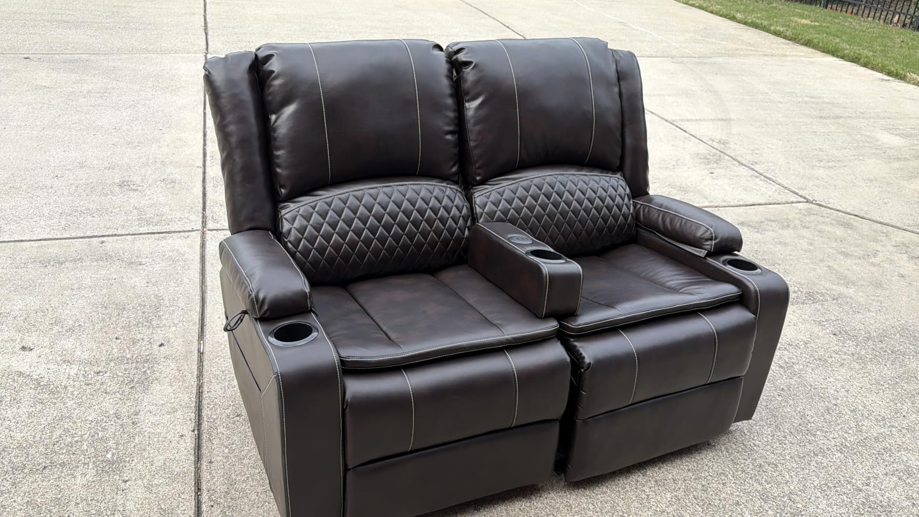 Power Loveseat Recliner, RV Loveseat Recliner Wall Hugger (Pu,Brown) customer photo 1