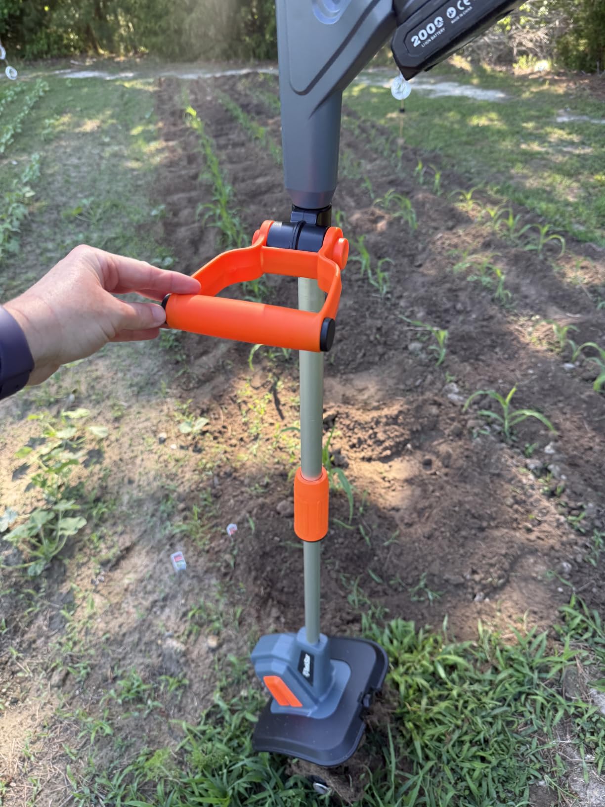 Mini Cordless Tiller Cultivator, 20V Electric Rototiller for Gardening, Lightweight 2.6 lbs Handheld Garden Tiller with 2×2.0Ah Battery, 4