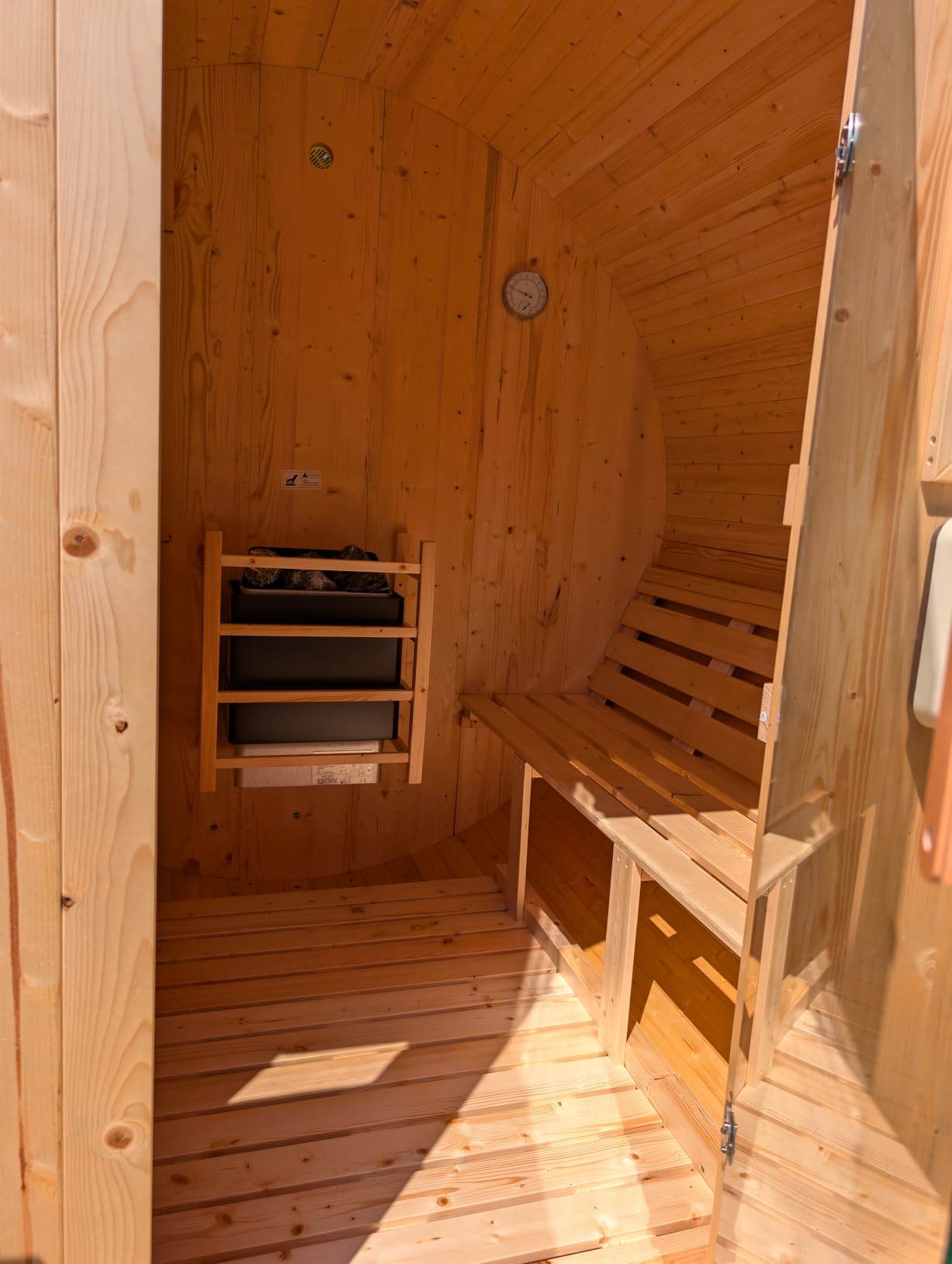 Outdoor Traditional Barrel Sauna | 4-6 Person Wood Sauna, Steam and Wet Sauna with 220V with 6KW Electric Heater, Sauna Stone customer photo 2