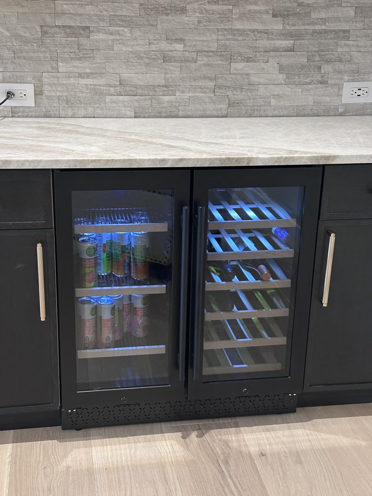 Tylza 15 Inch Wine Fridge, 30 Bottles Dual Zone Wine Cooler Refrigerator, Undercounter or Freestanding, 40-65°F, Wine Cabinet with Tempered Glass Door, Wine Cooler for Home, Kitchen, Bar customer photo 1