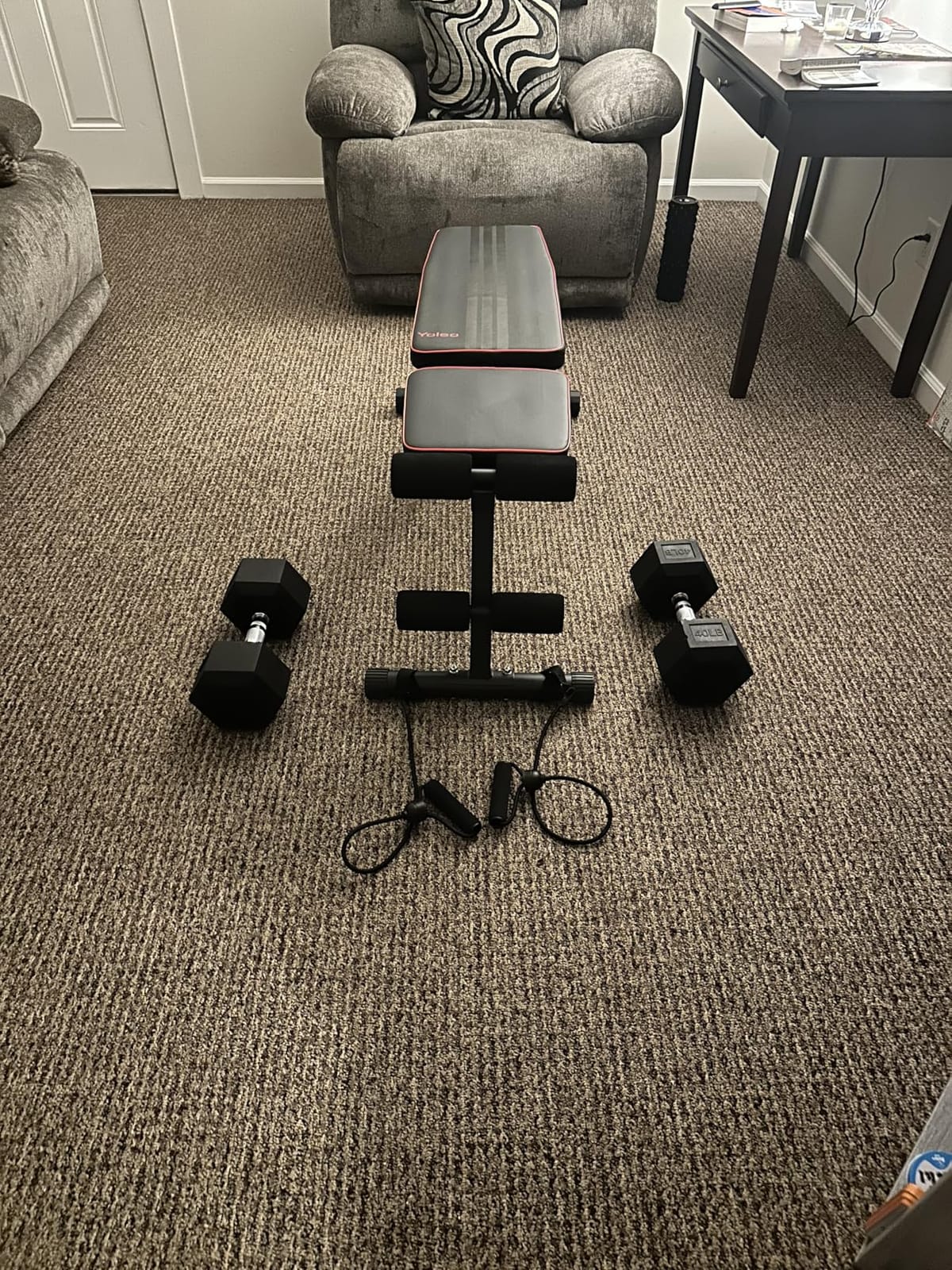 YOLEO 6-in-1 Weight Bench Set, 880LBS Adjustable Bench with Rack & Curl Pad customer photo 2
