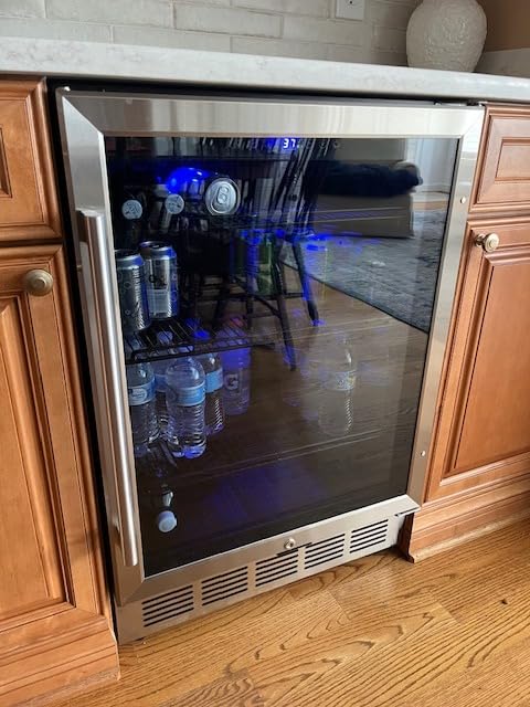 FoMup Wine Fridge Dual Zone, Freestanding Wine Cooler Refrigerator 180 Bottles Large Capacity with Sliding Rail Wooden Shelves and Door Lock, Black customer photo 2