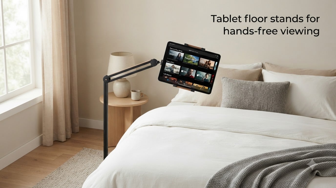 Tablet floor stands for hands-free viewing