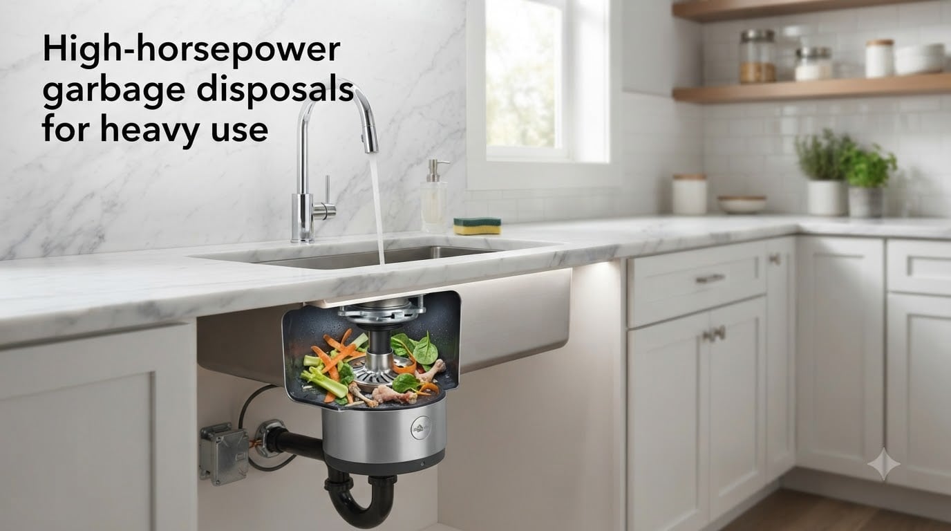 High-horsepower garbage disposals for heavy use