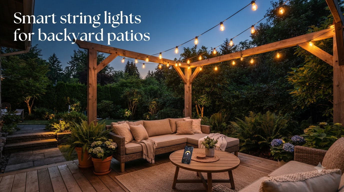 Smart string lights for backyard patios