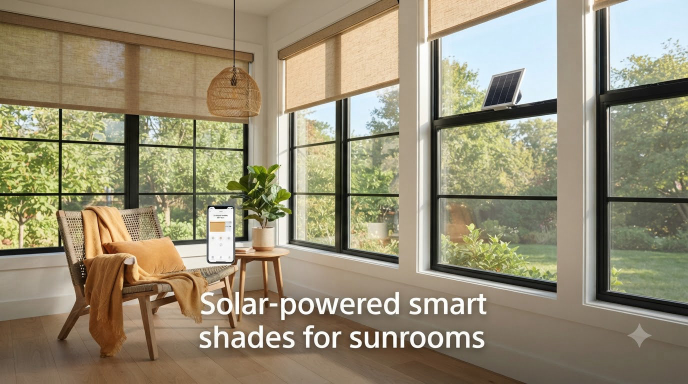 Solar-powered smart shades for sunrooms