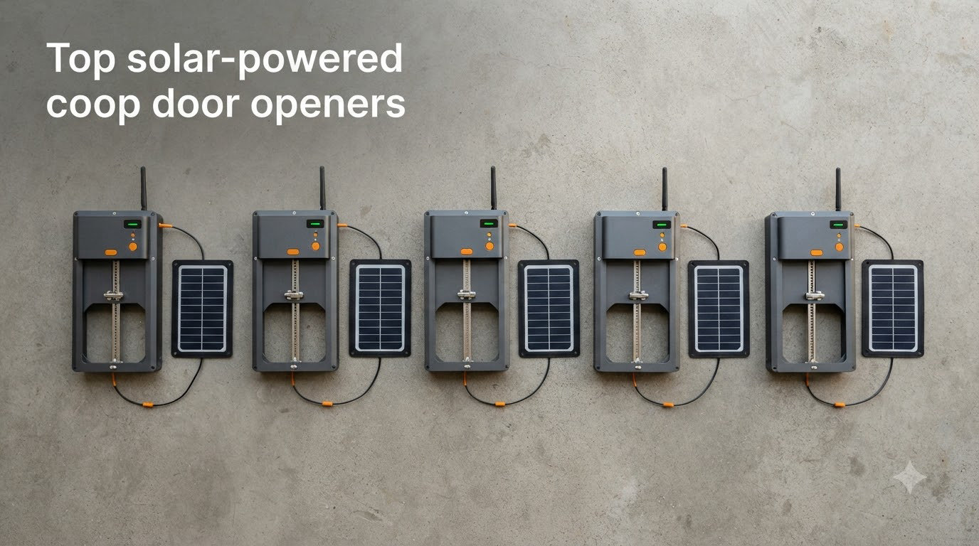 Top solar-powered coop door openers
