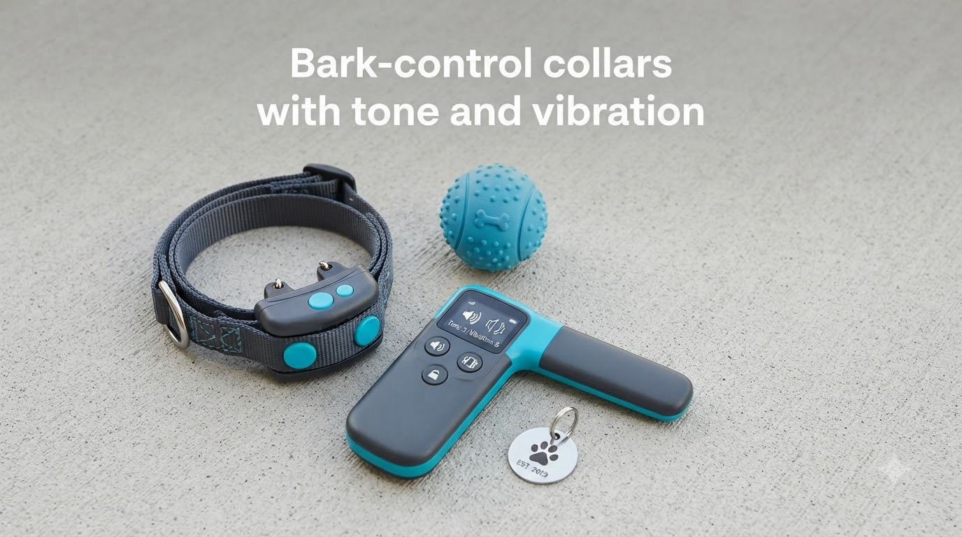Bark-control collars with tone and vibration