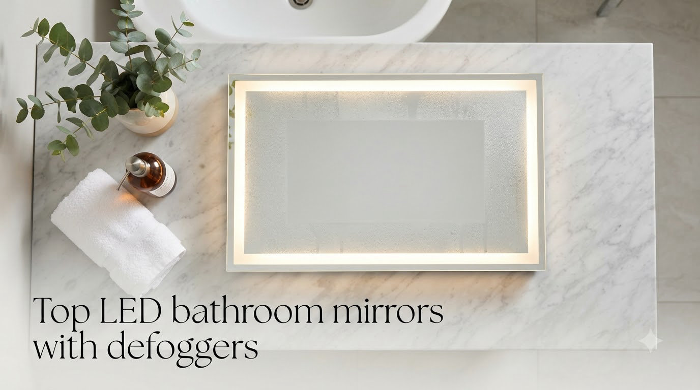 Top LED bathroom mirrors with defoggers